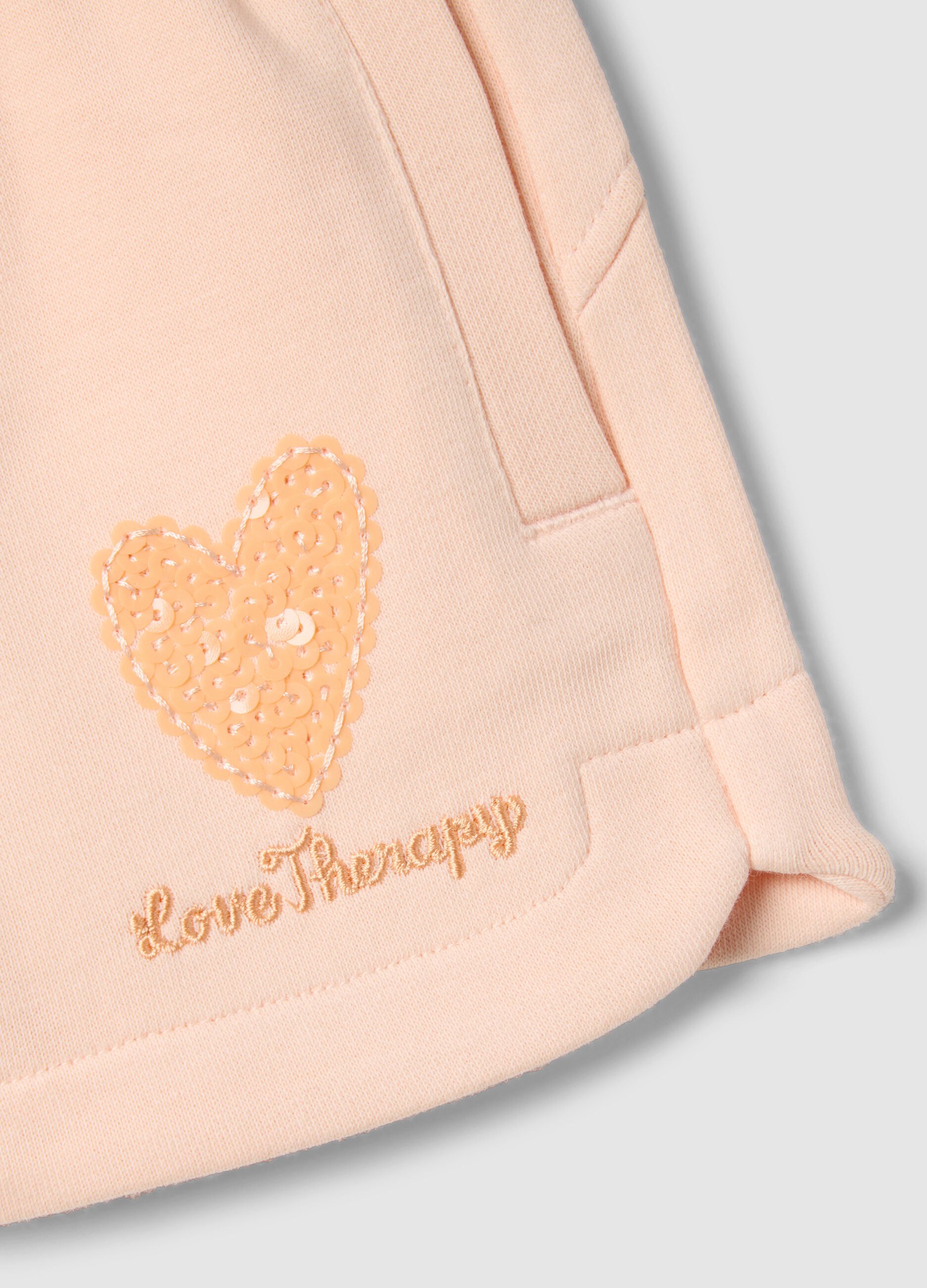 Girl's pink cotton blend shorts regular fit with heart