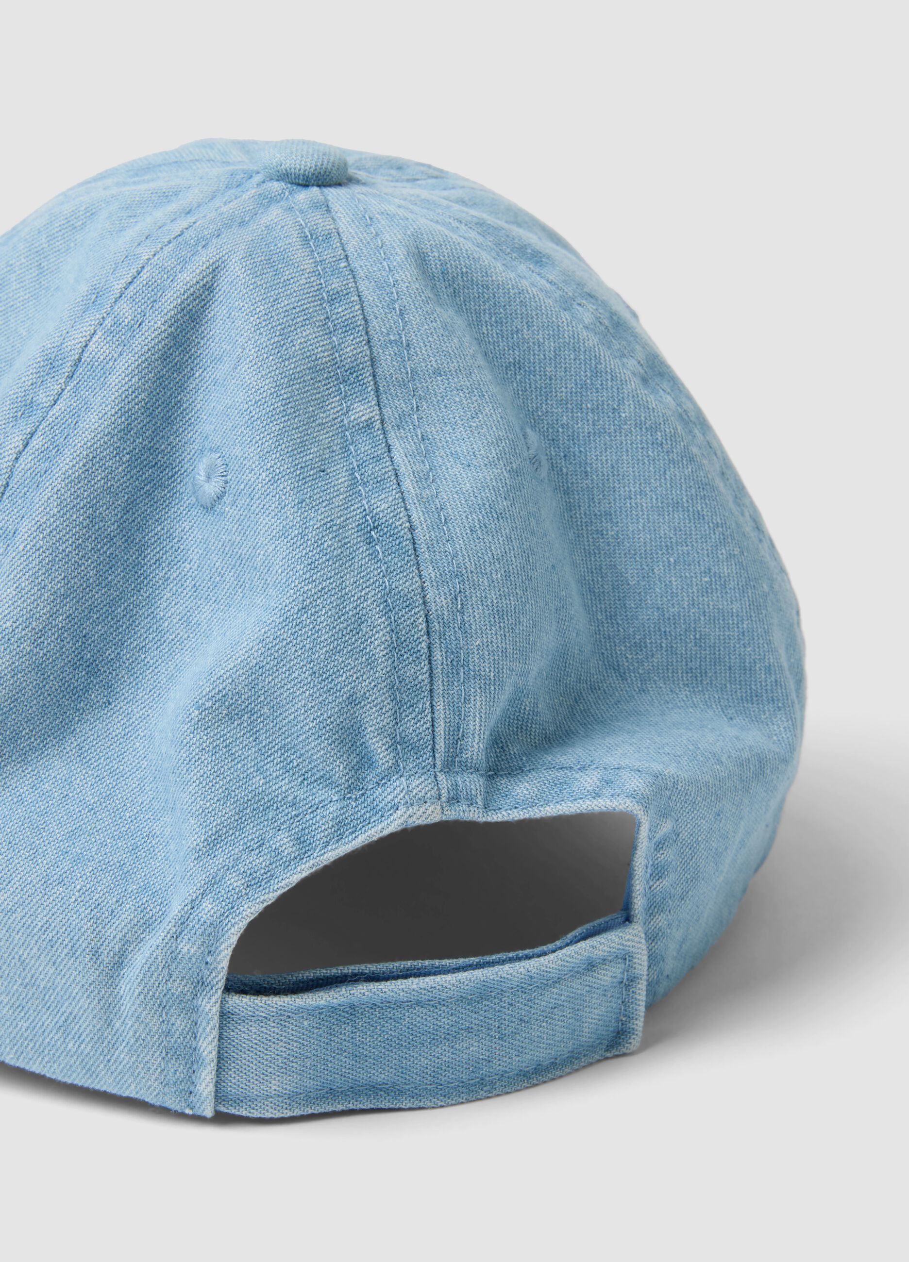 Girls' blue denim pure cotton cap with Stitch embroidery