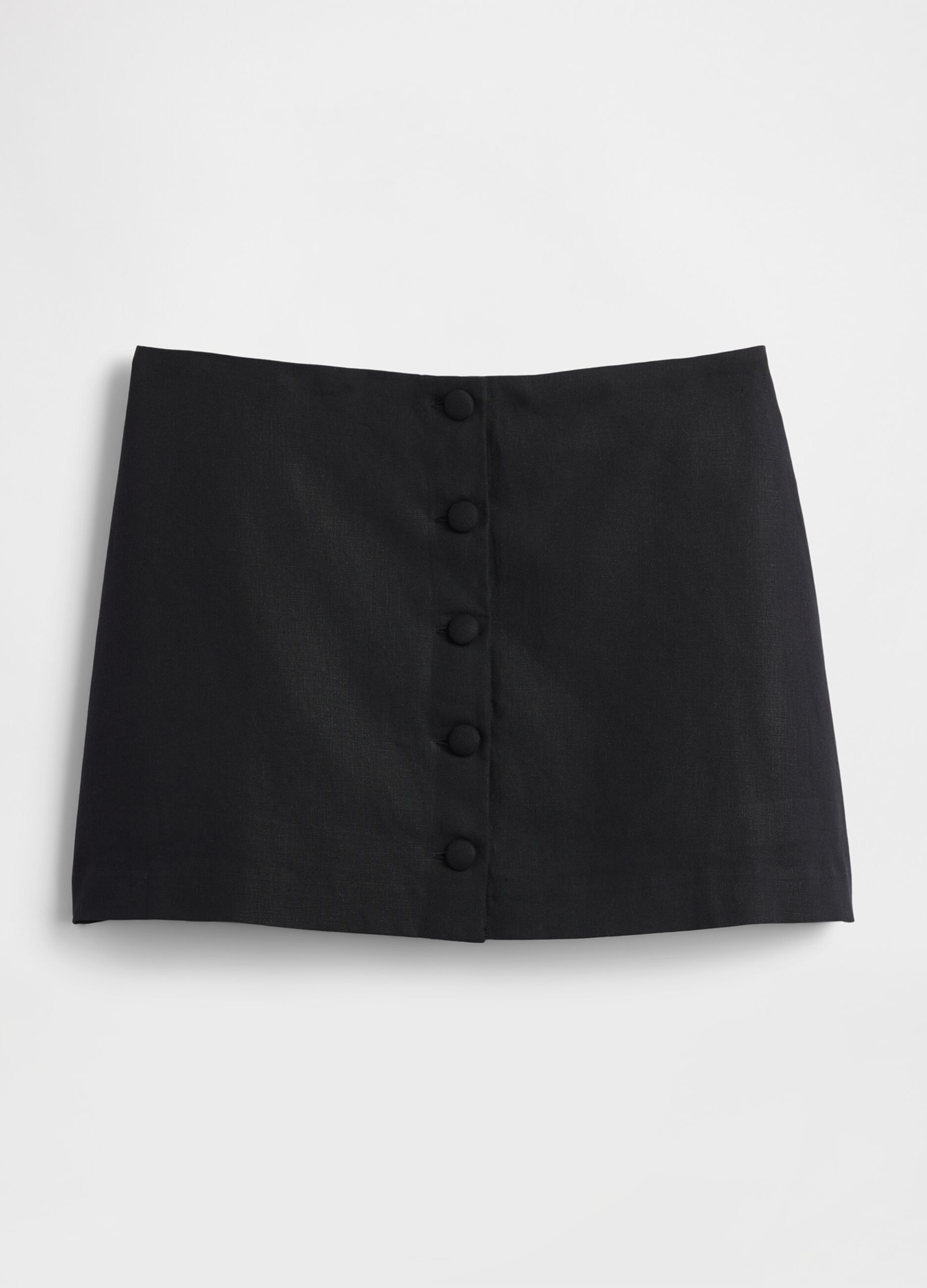 Black Linen Blend Regular Fit Skirt