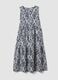 Blue stretch cotton midi dress with all-over print, regular fit_4