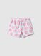 White cotton shorts for girls, regular fit with prints_0