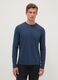 T-shirt blu a maniche lunghe in cotone elasticizzato regular fit_0