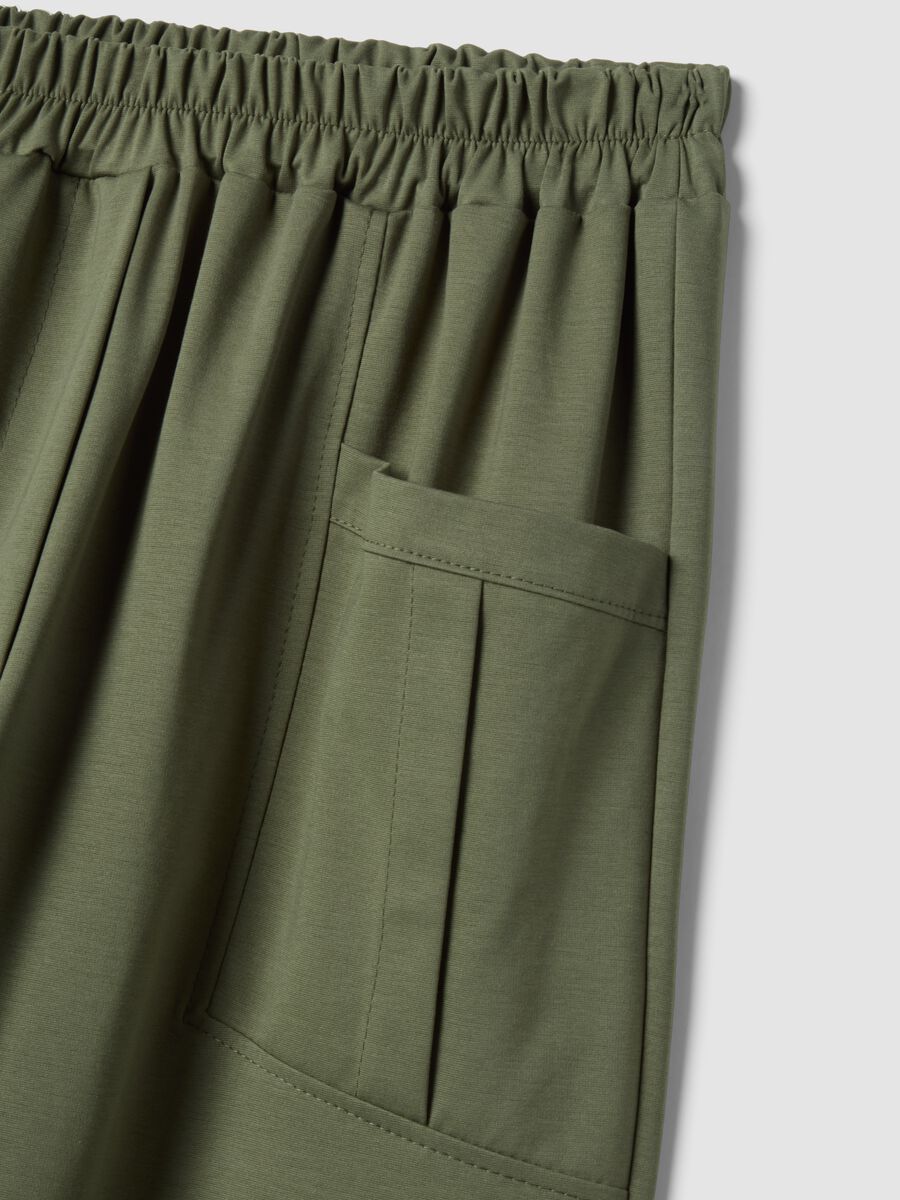 Green stretch-cotton trousers with elasticated waistband, regular fit_5