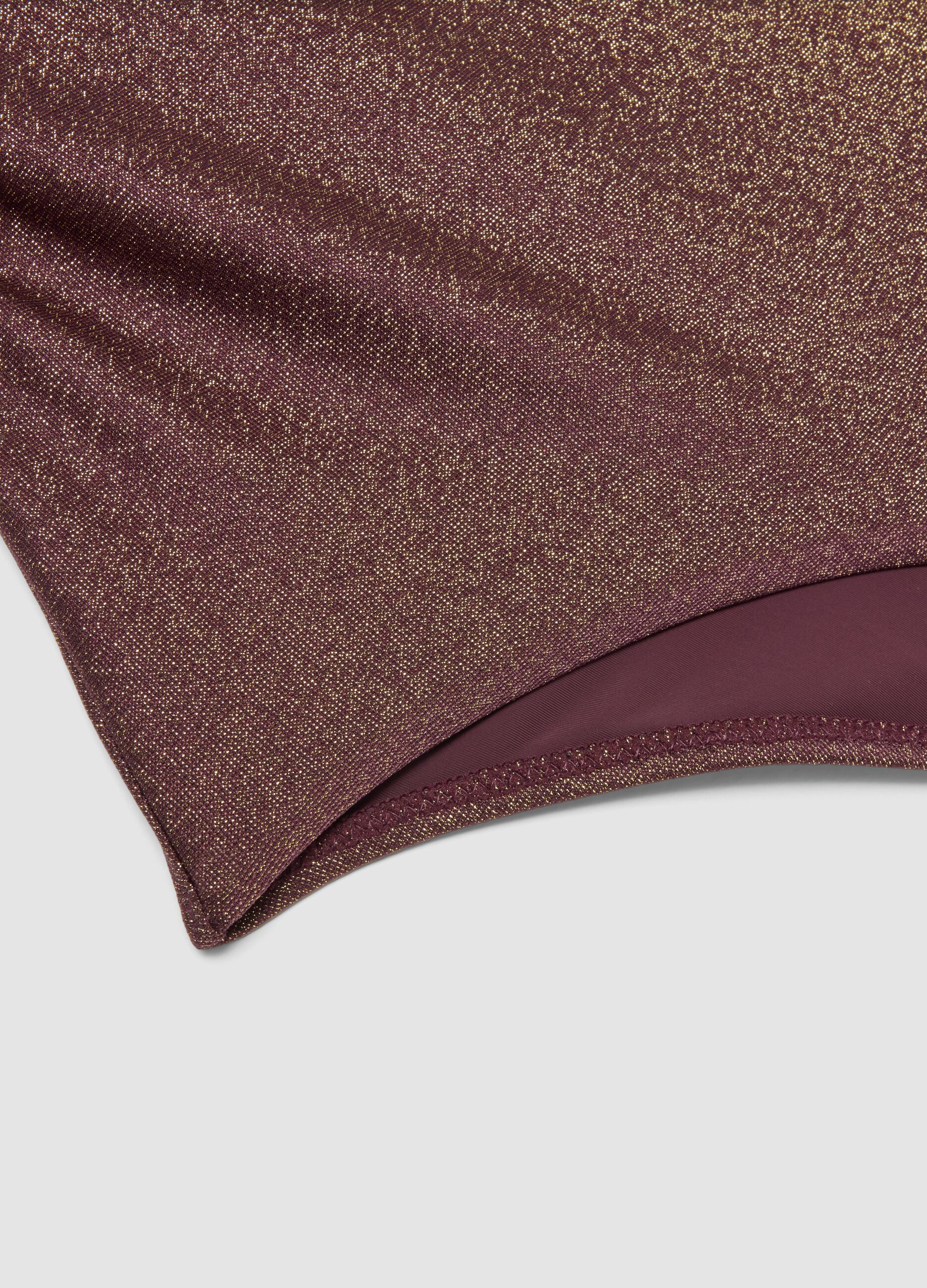 Brown stretch one-piece swimsuit with glitter texture