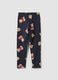 Blue stretch organic cotton leggings with teddy bear print for girls_1
