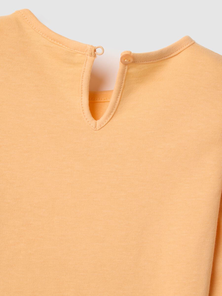 Orange long-sleeve pure cotton girl's T-shirt with prints_3