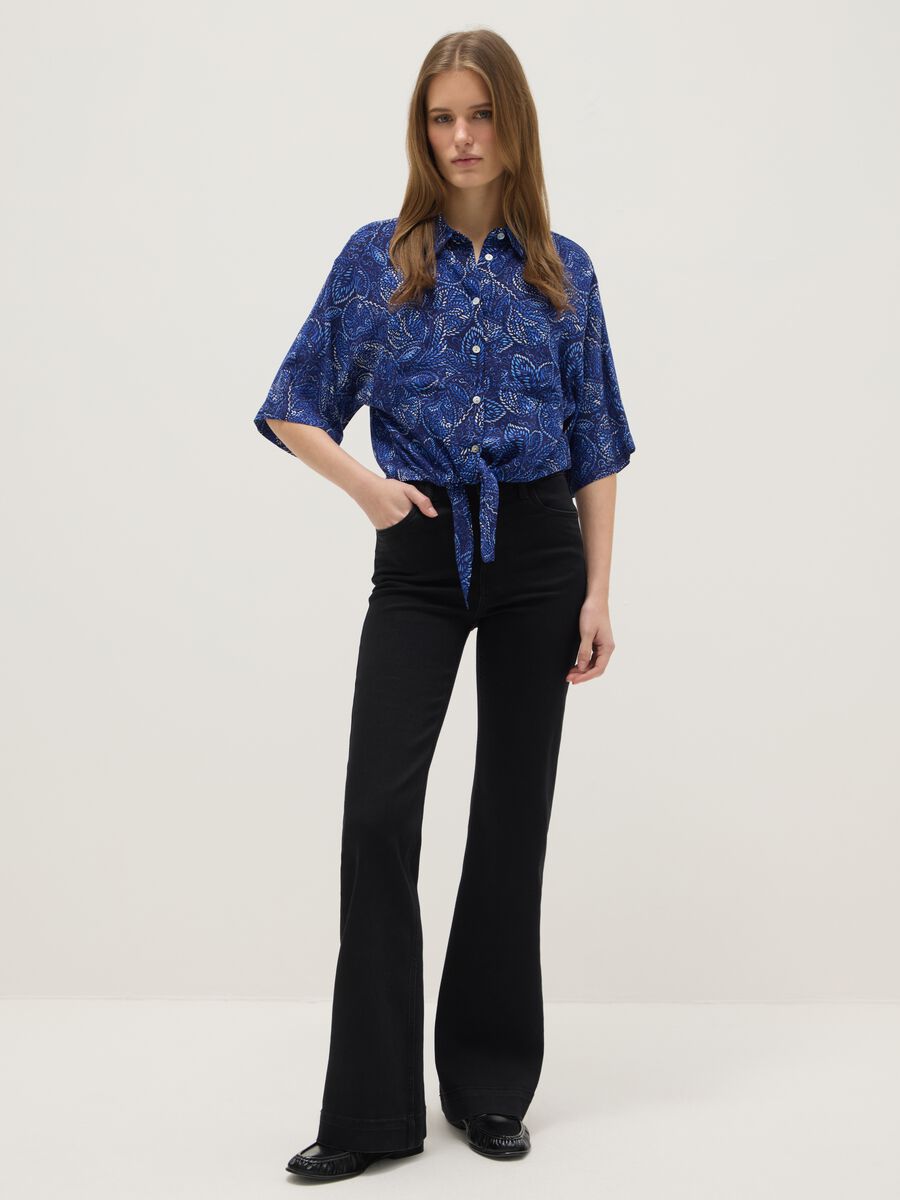 Multicolour pure viscose shirt with regular fit and pattern_1