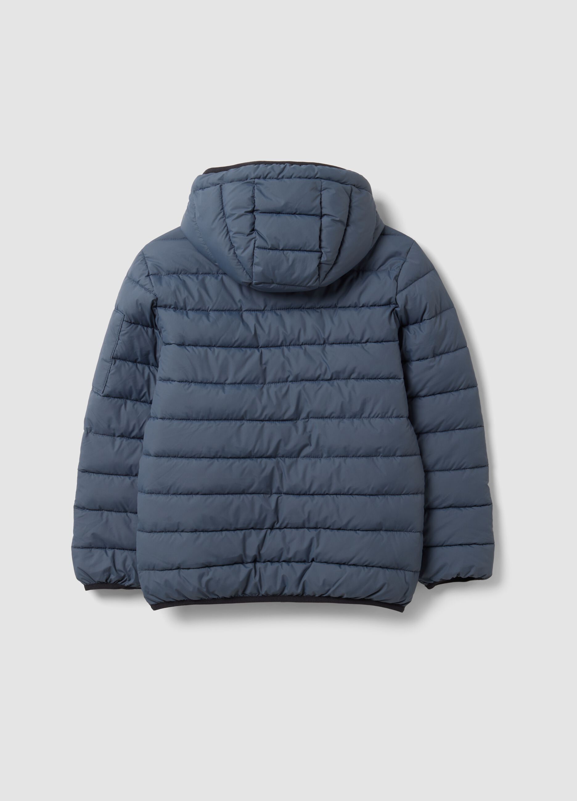 Grey Ultralight padded hooded jacket with zip for boys