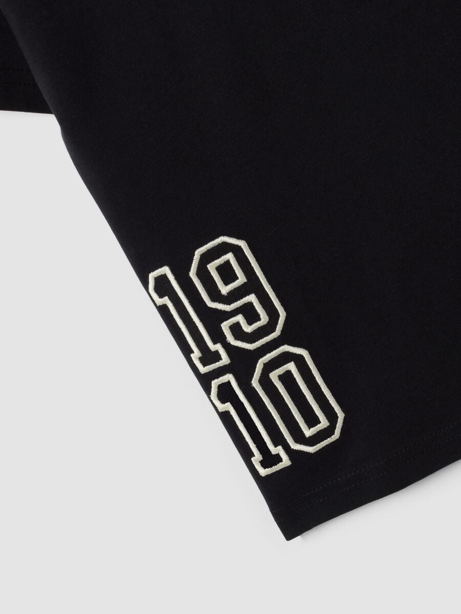 T-shirt nera in puro cotone con stampe all over per bambino_2