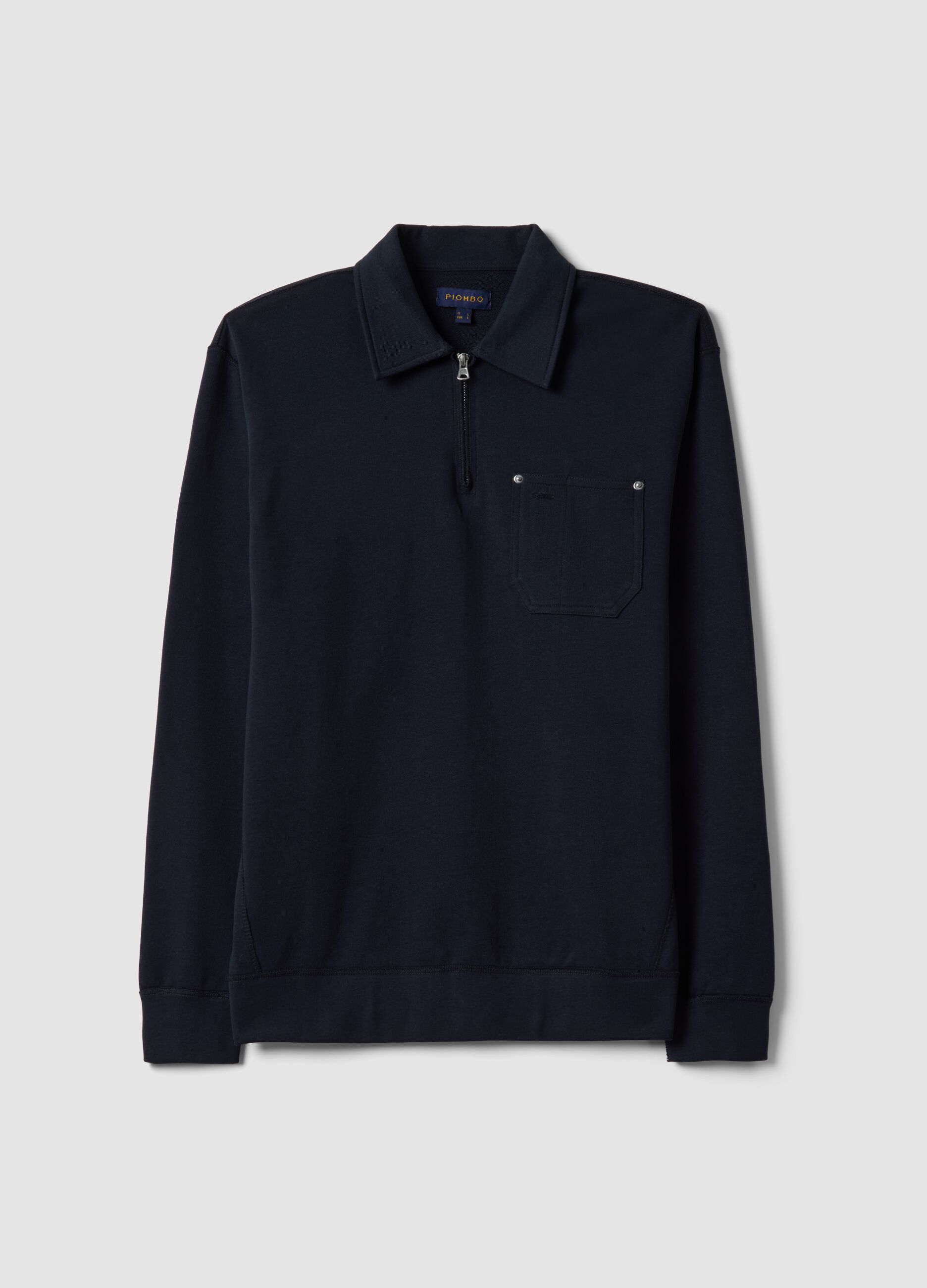 Blue Pure Cotton Regular Fit Sweatshirt with Half Zip and Collar