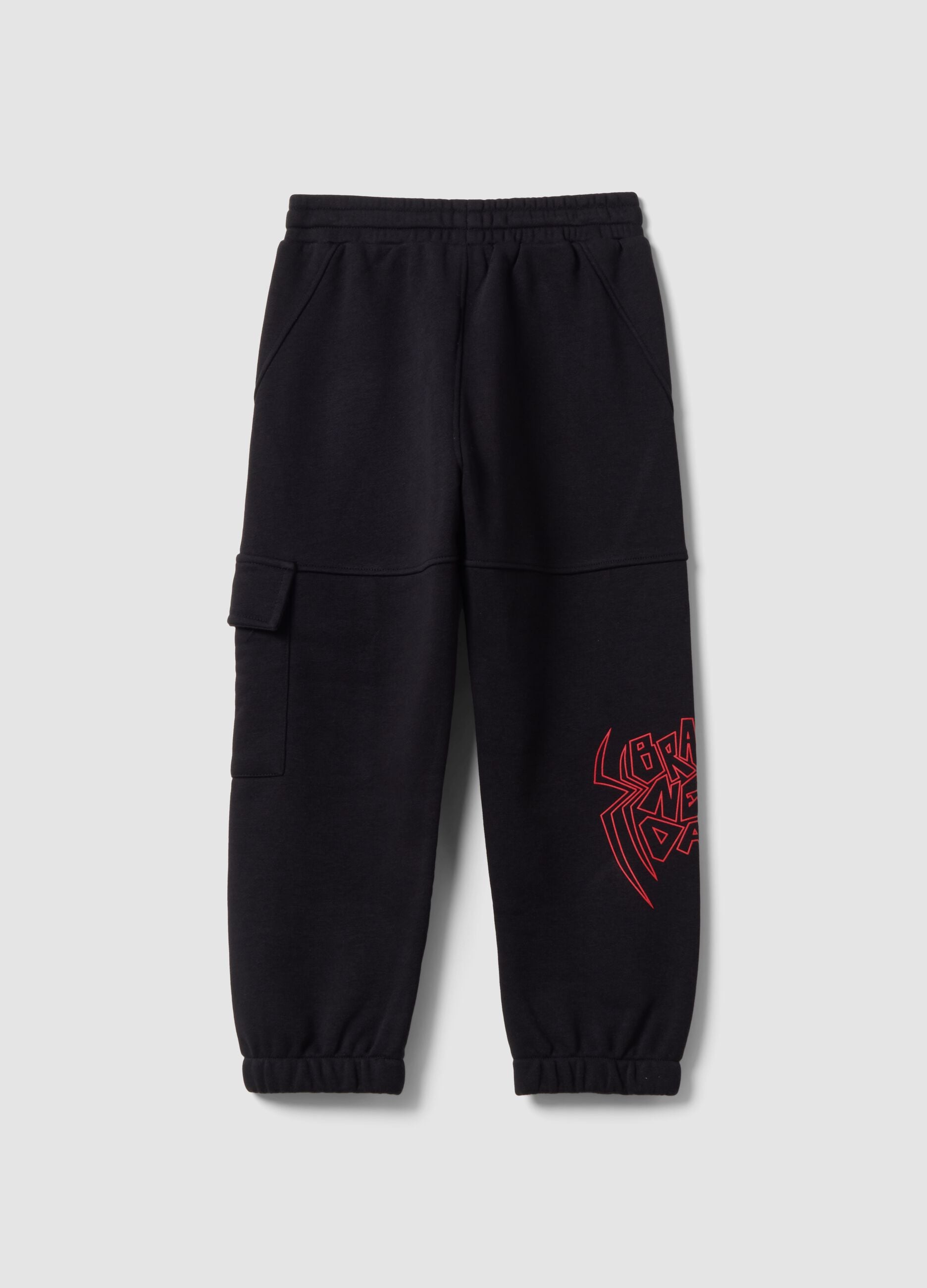 Boys&rsquo; black cotton-blend Spider-Man graphic jogger trousers