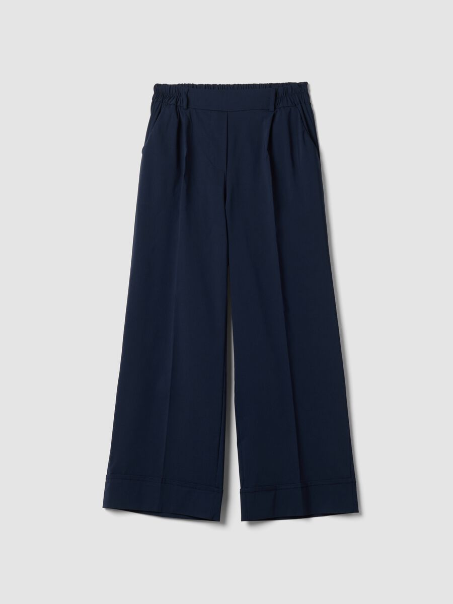 Blue stretch viscose palazzo trousers_4