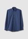 Camicia blu in puro cotone con colletto alla francese easy iron slim fit_4
