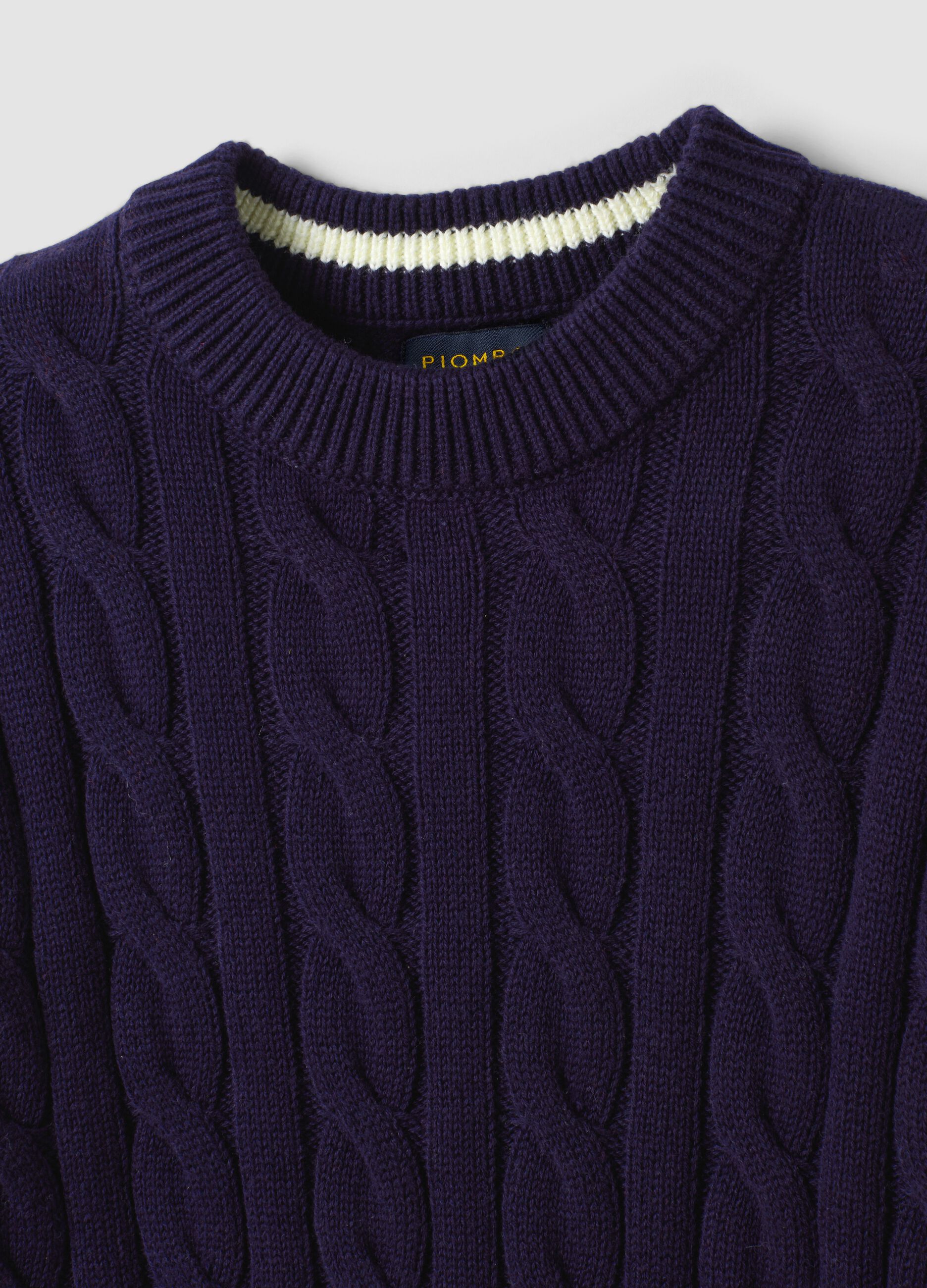 Blue pure cotton cable-knit oversized jumper for boys