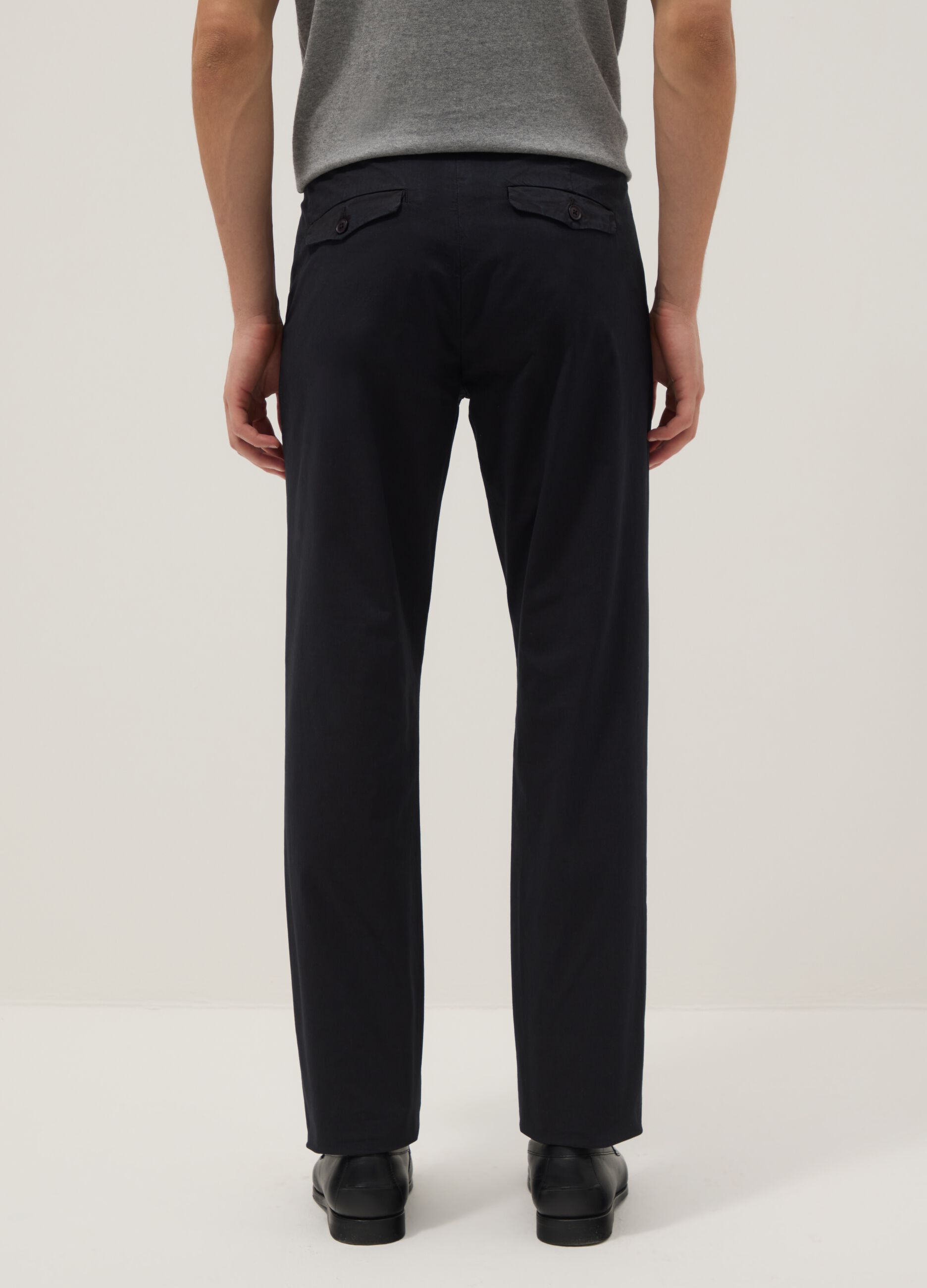 Black slim fit stretch cotton chino trousers