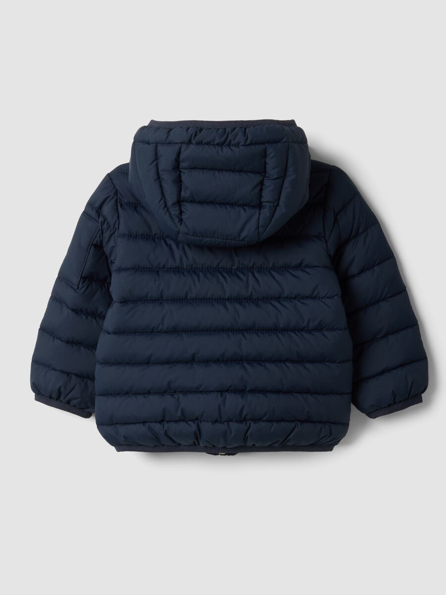 Blue Ultralight Quilted Hooded Jacket for Baby Boy_1
