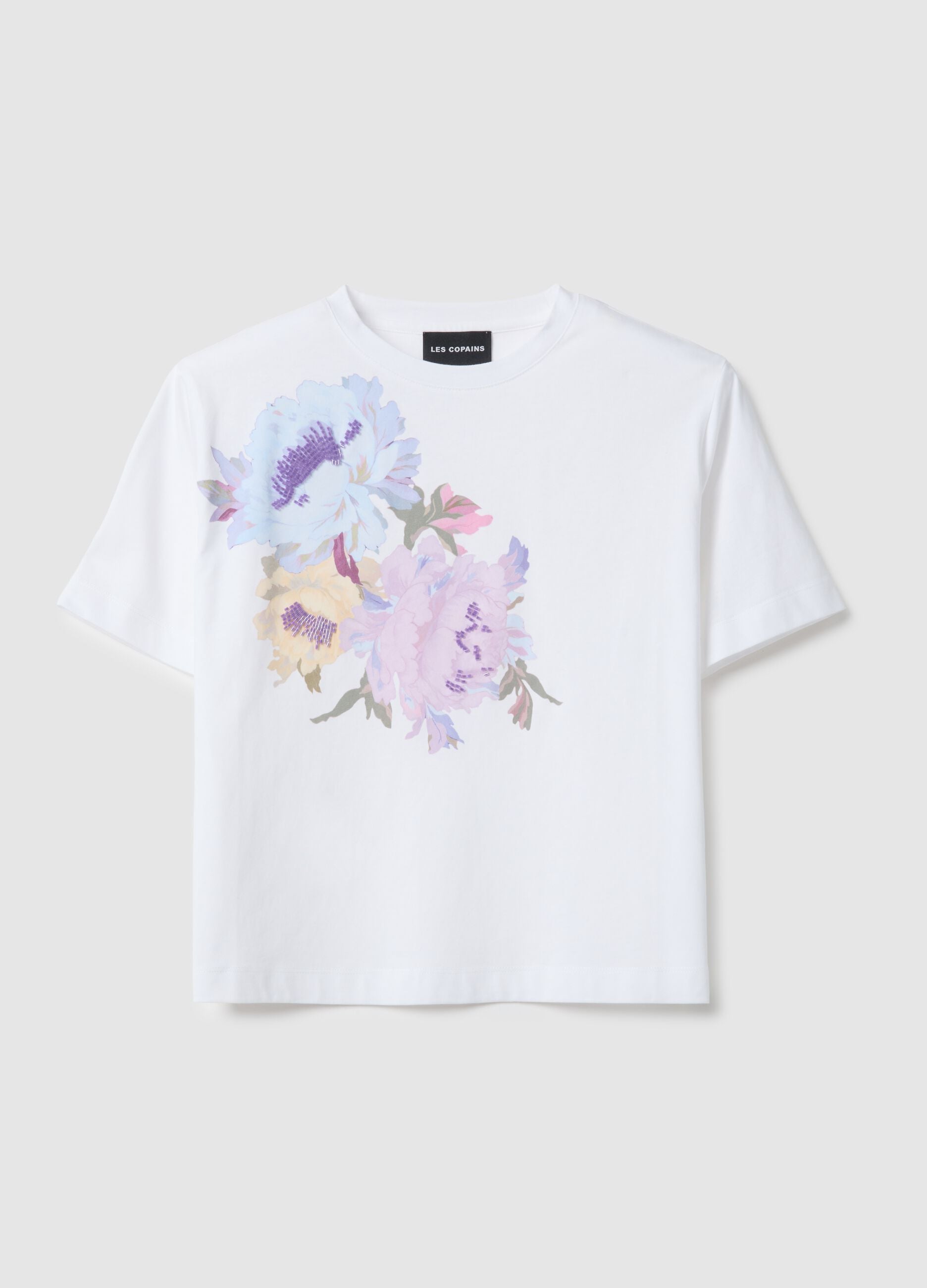 Multicolour pure cotton regular fit T-shirt with floral print