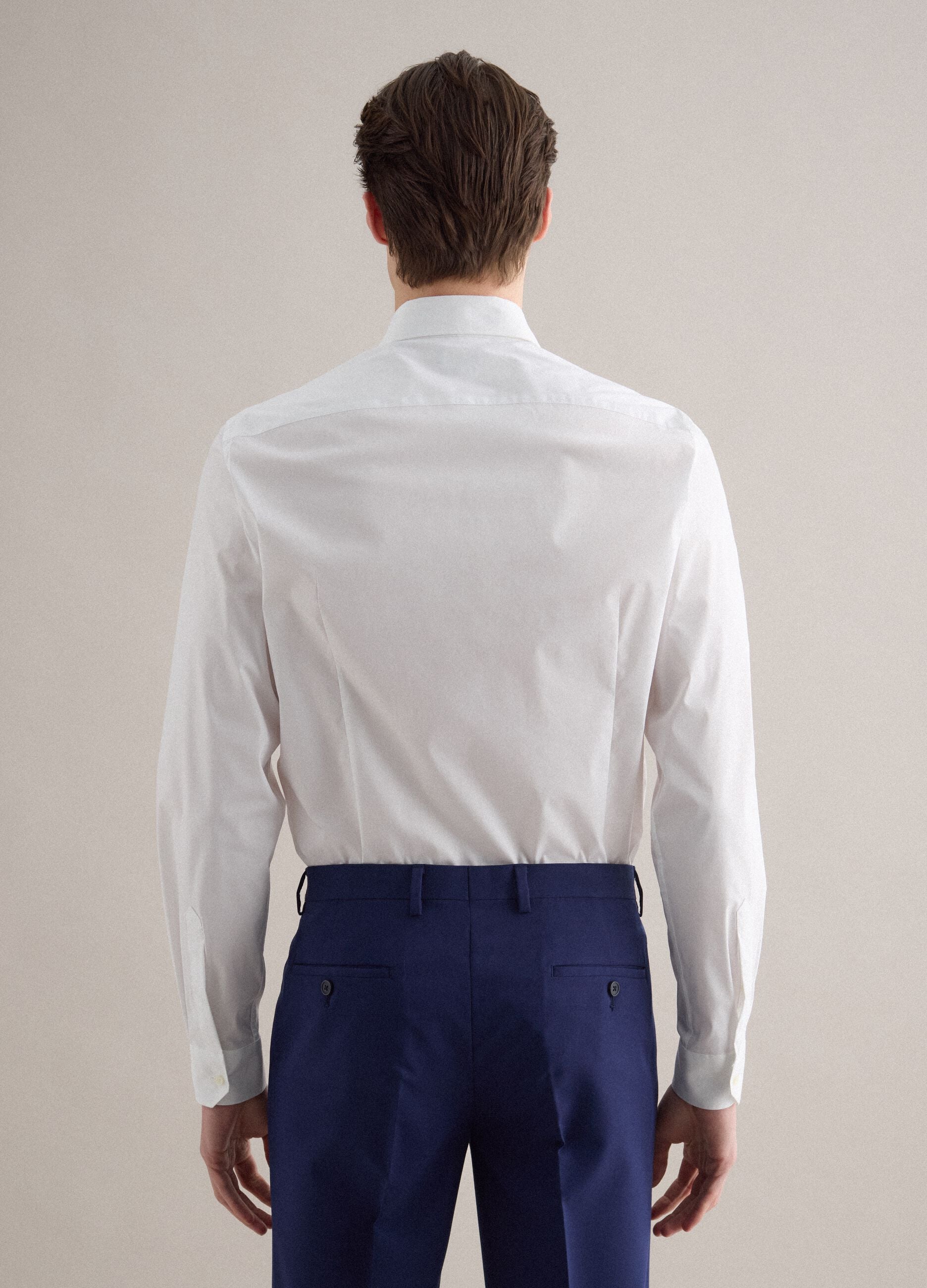 White slim fit stretch cotton shirt