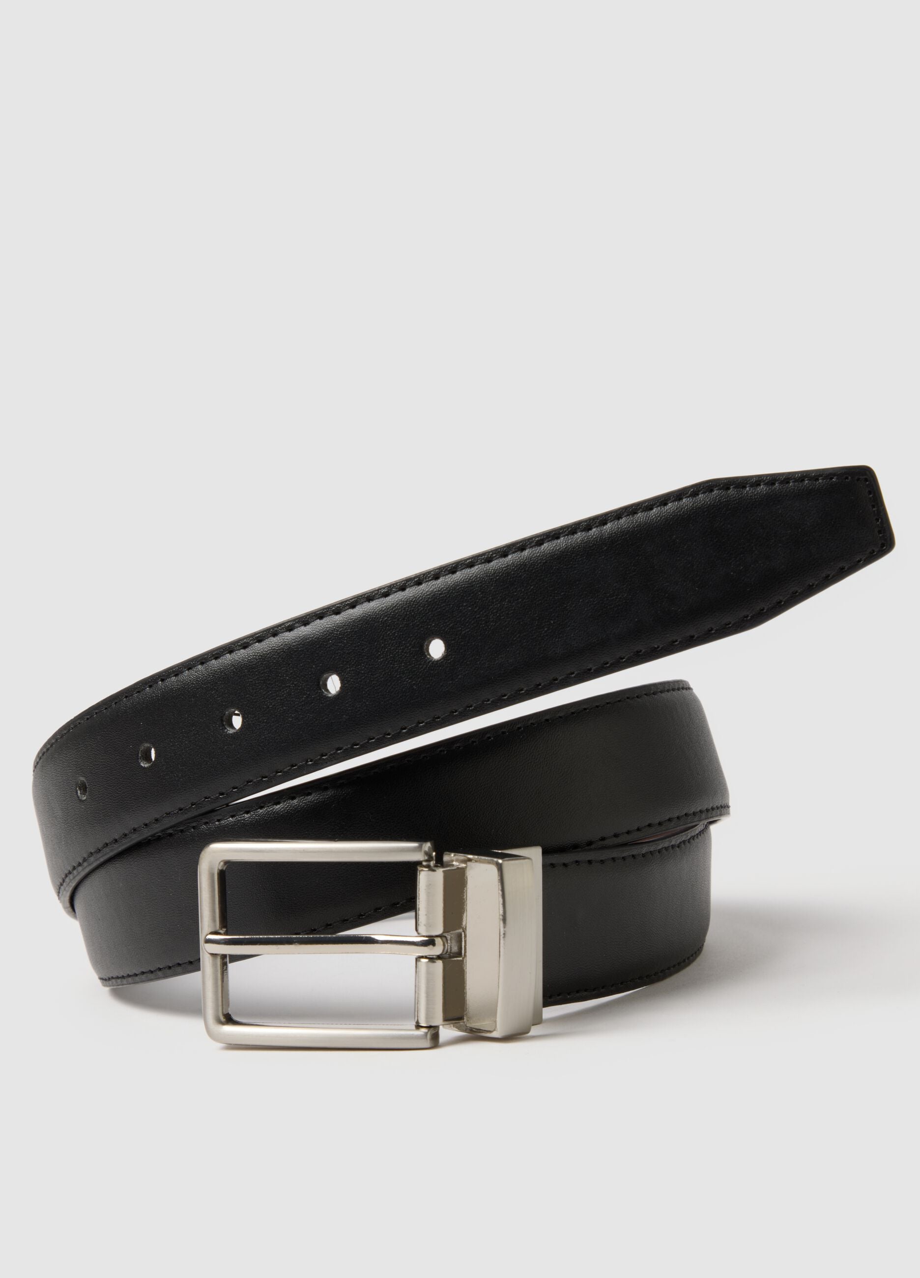 Multicolour reversible belt with metal buckle