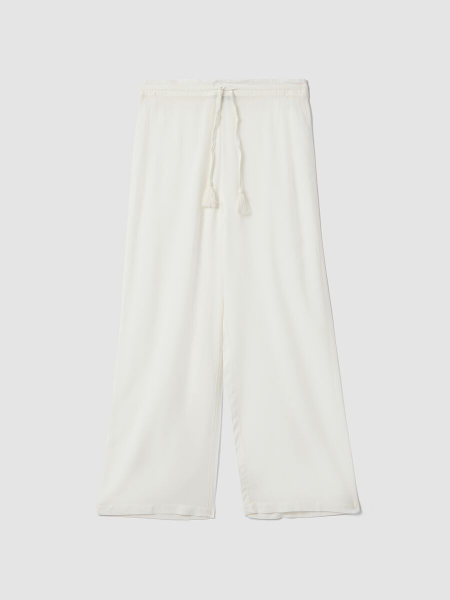 White pure viscose long trousers_4