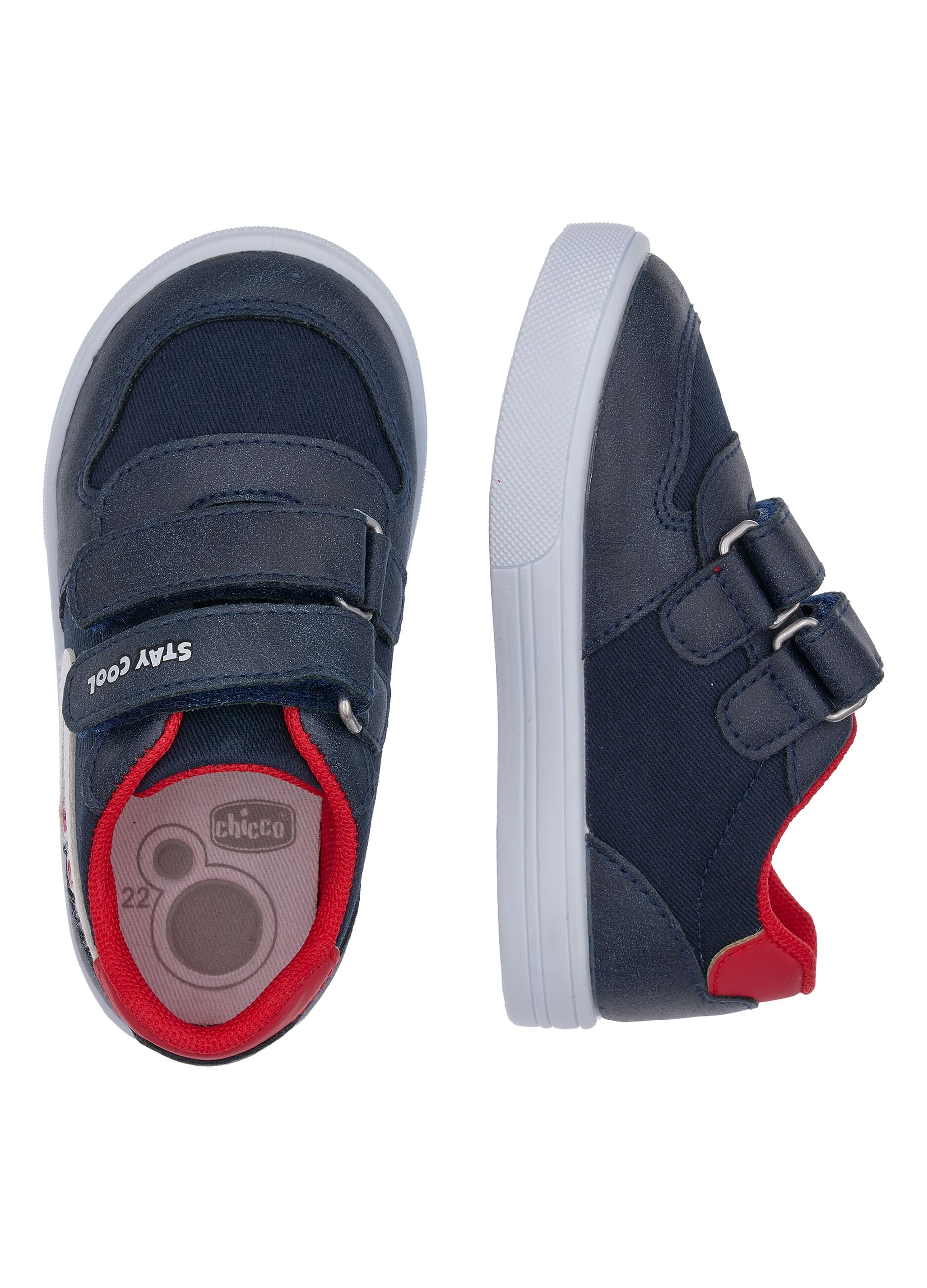Blue sneakers with velcro fastening for kids