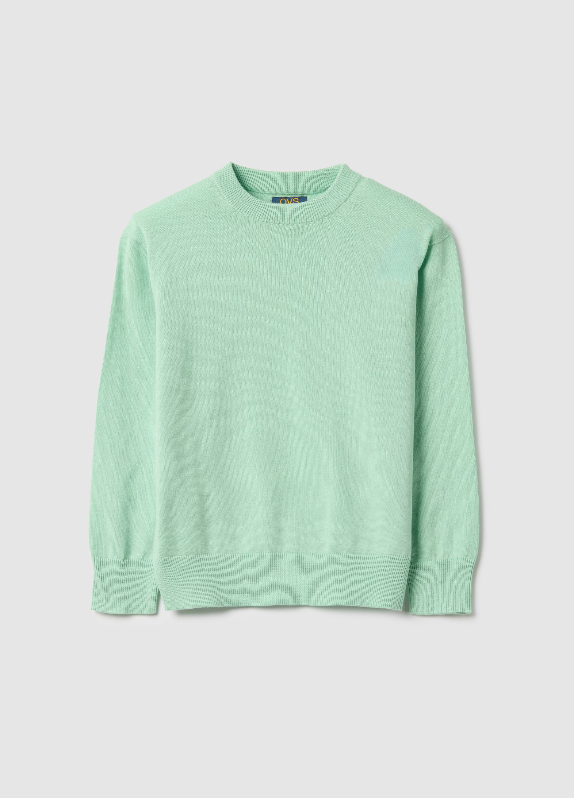 Green cotton crew neck sweater for boys regular fit