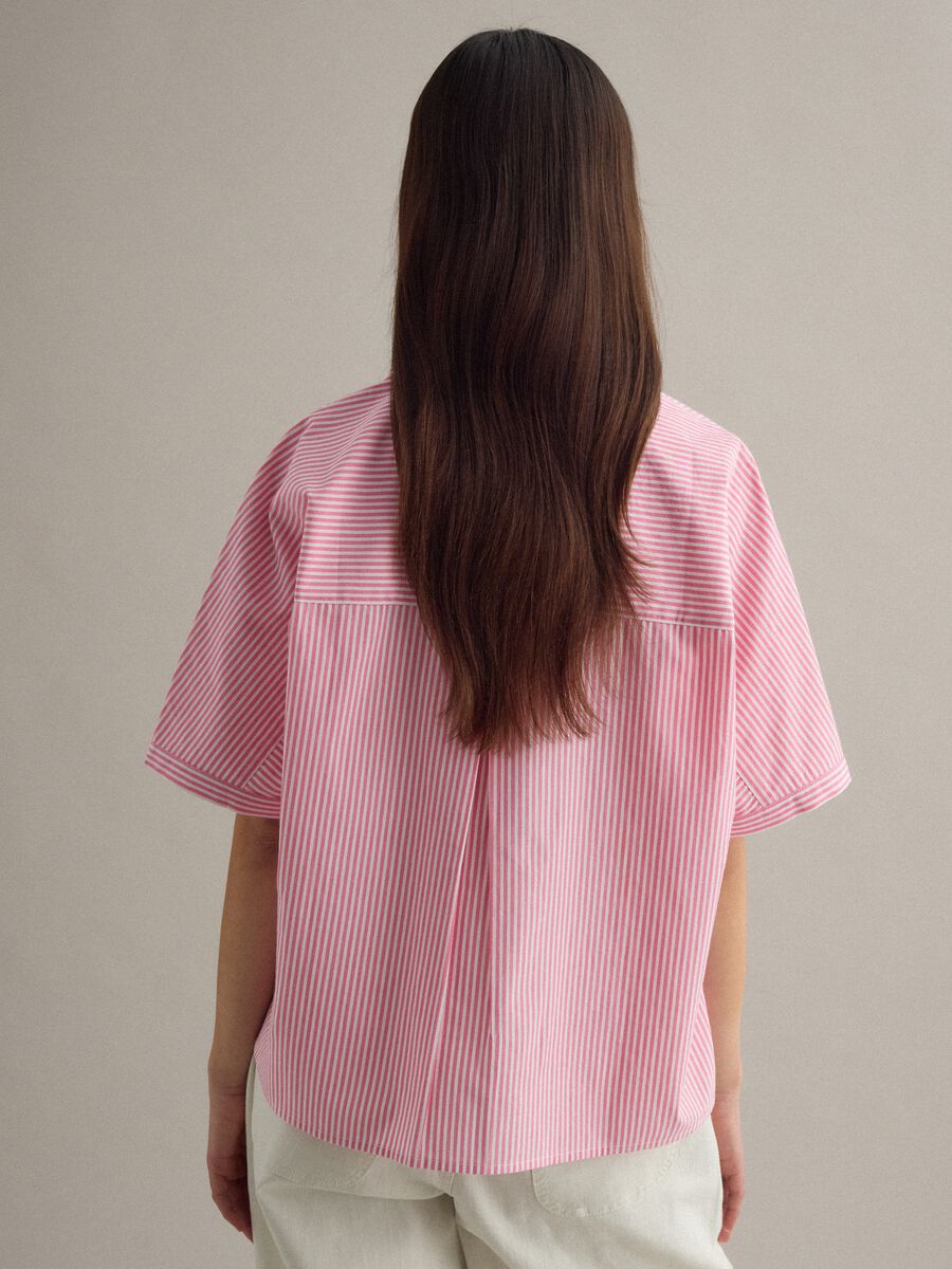 Oversized White and Pink Striped Pure Cotton Shirt_3