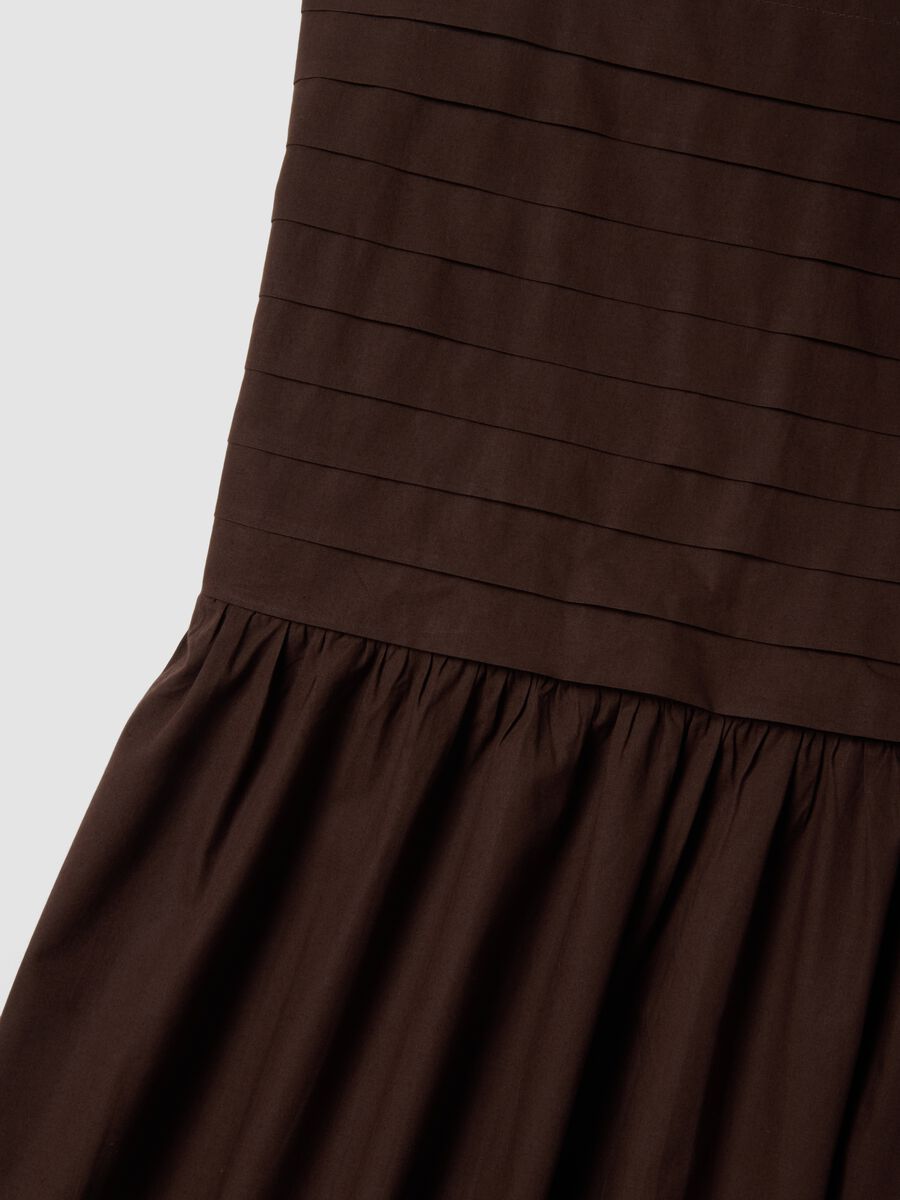 Sleeveless dress in pure brown cotton regular fit_5