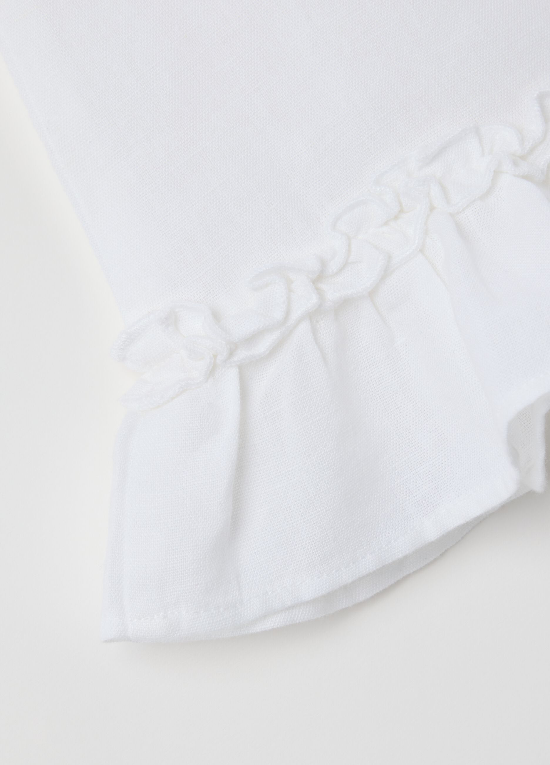 Baby girls&rsquo; white cotton and linen regular-fit top with frills