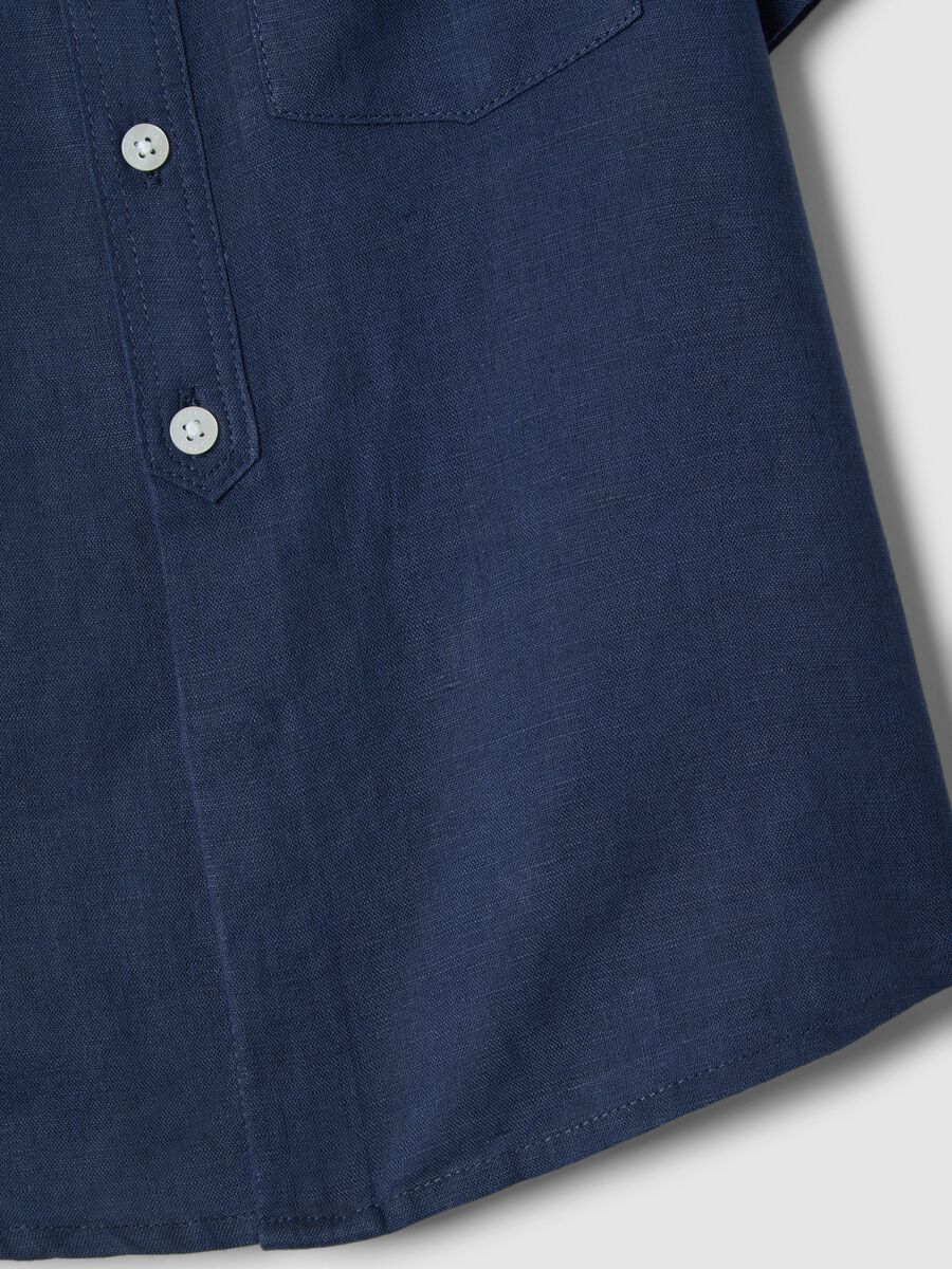 Boys' regular fit blue linen-cotton blend shirt_3