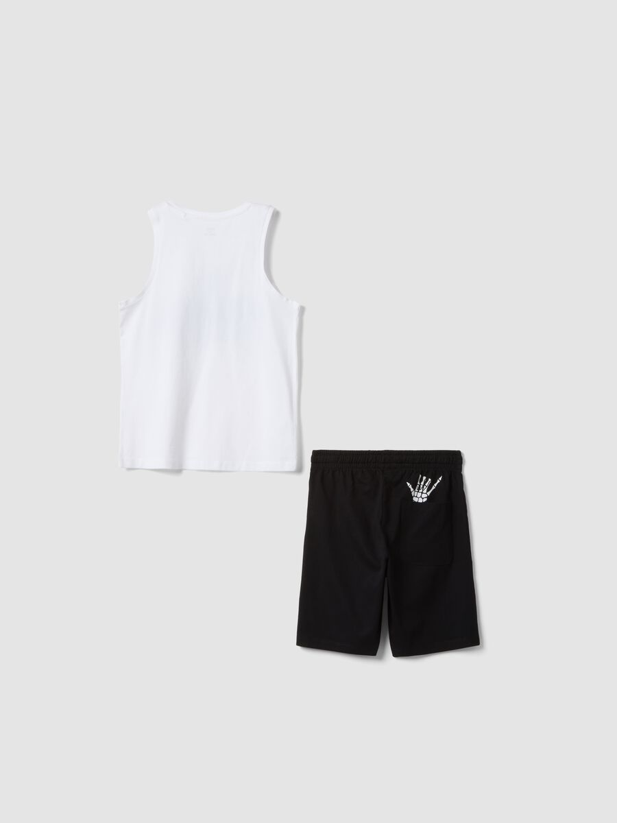 Black and white pure cotton set with top and shorts_4