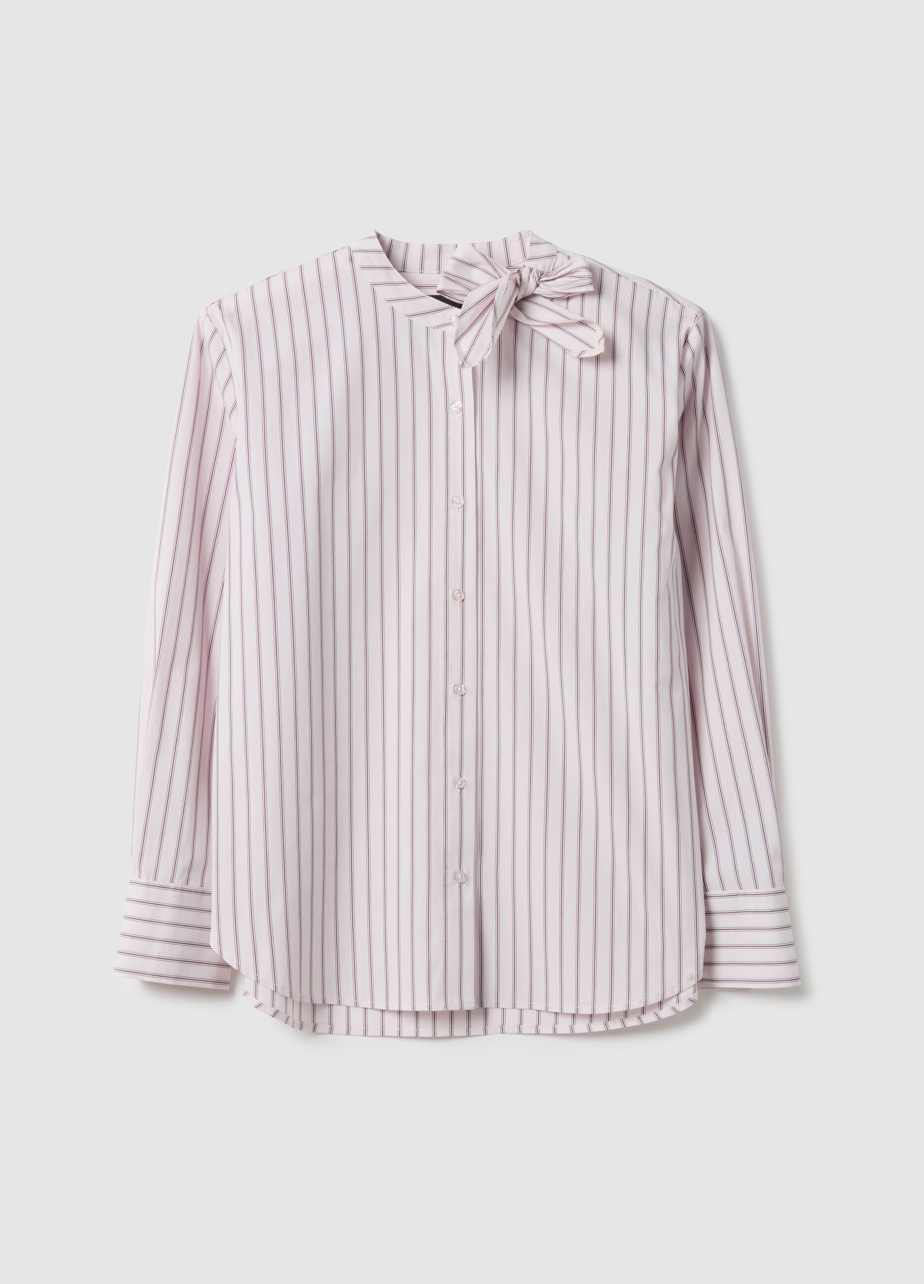 Oversize fit multi-colour striped stretch cotton shirt