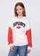 White and red full-zip sweatshirt with hood and logo embroidery_0