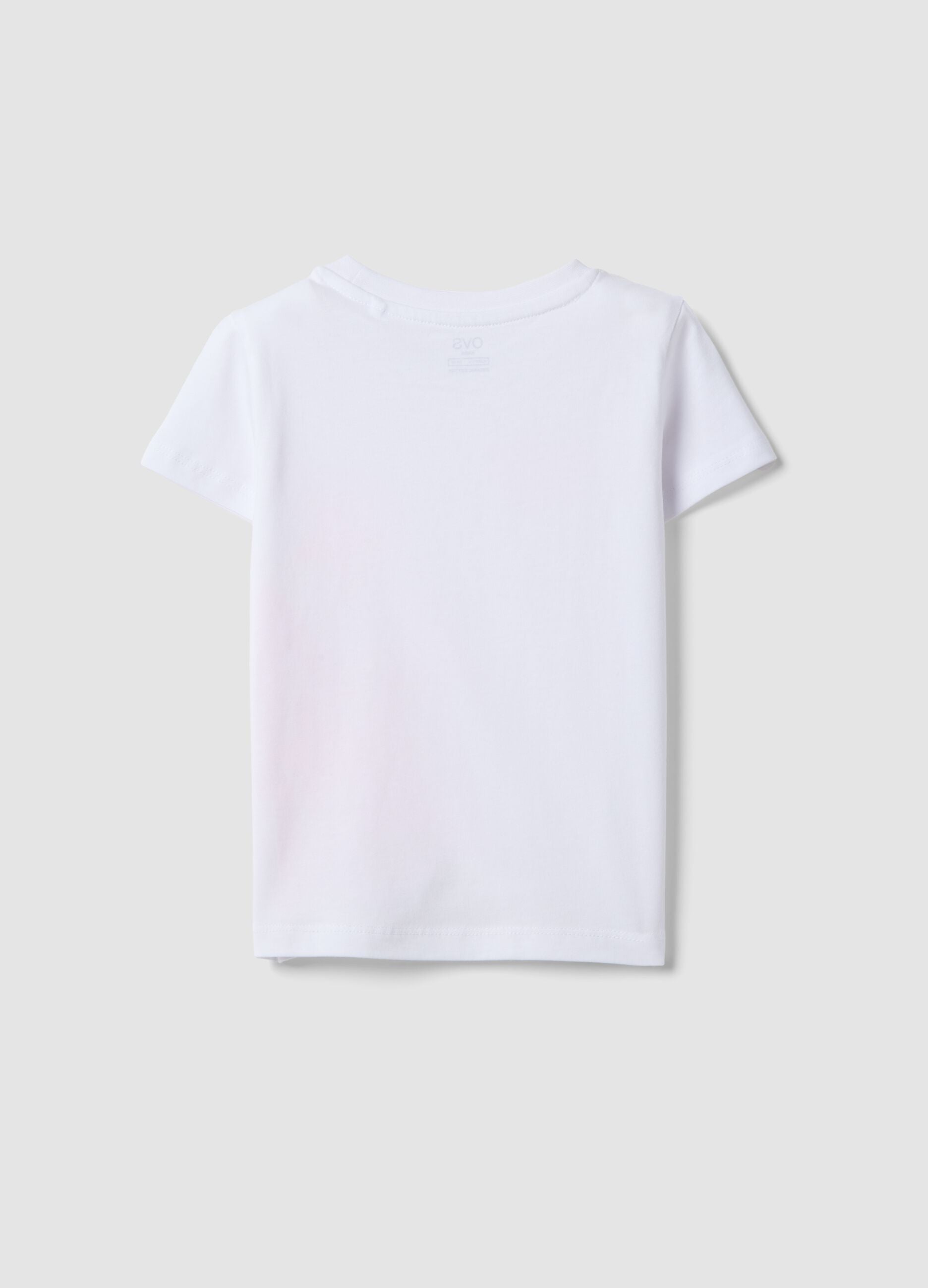 White pure cotton girls' t-shirt regular fit with stars