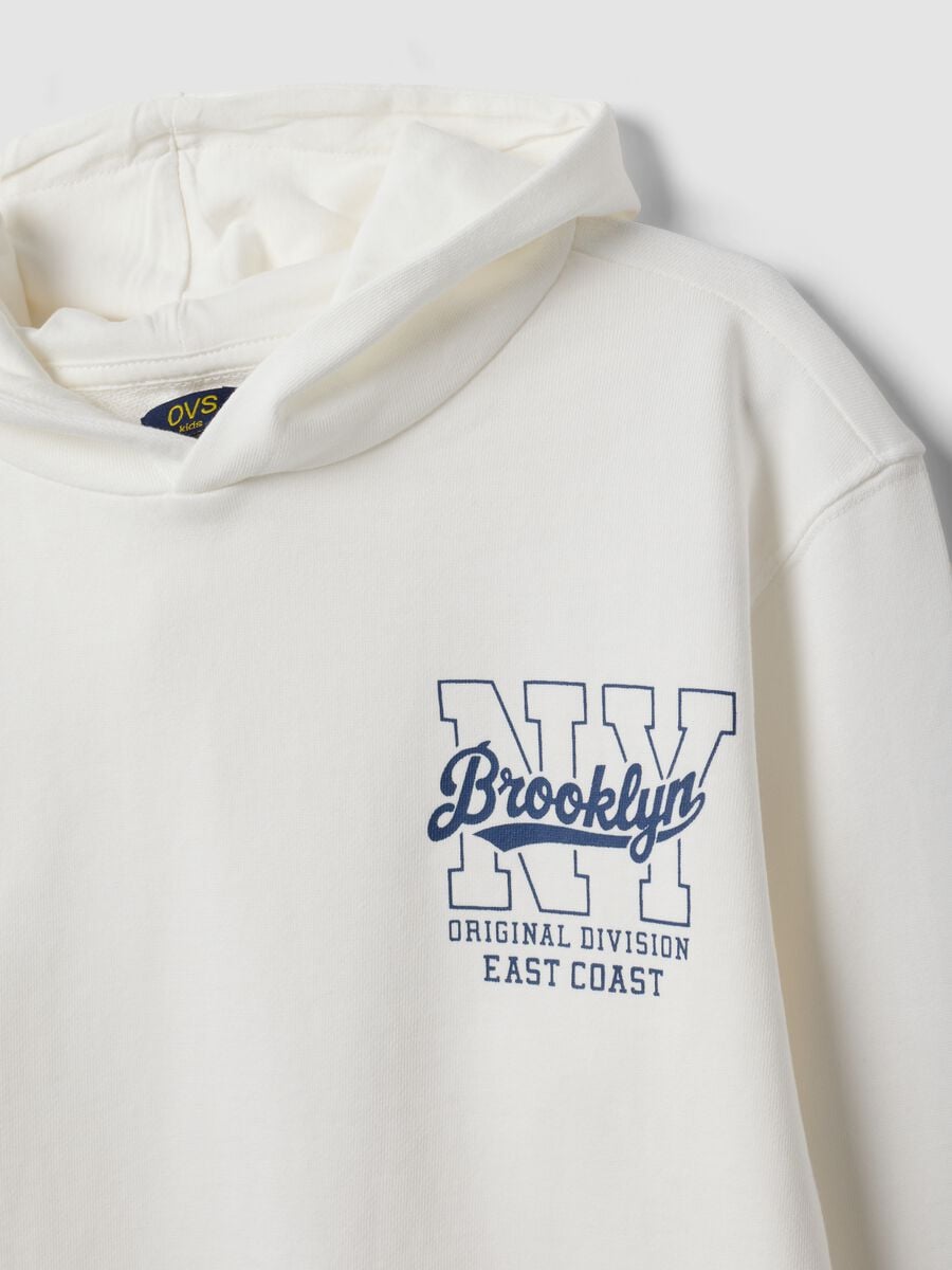White pure cotton hoodie with print for boys_5