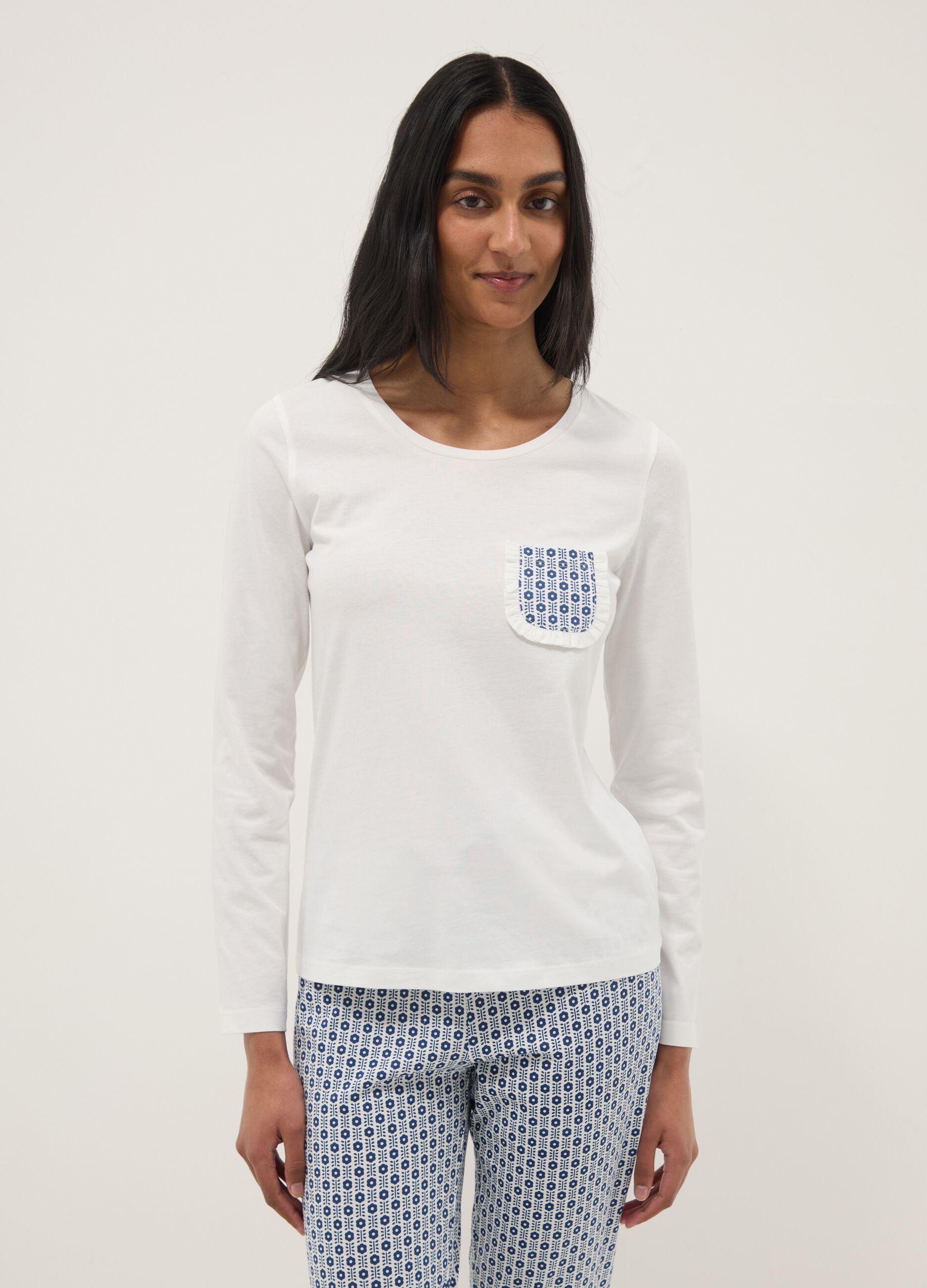 Multicolour pure cotton regular fit pyjamas with pattern