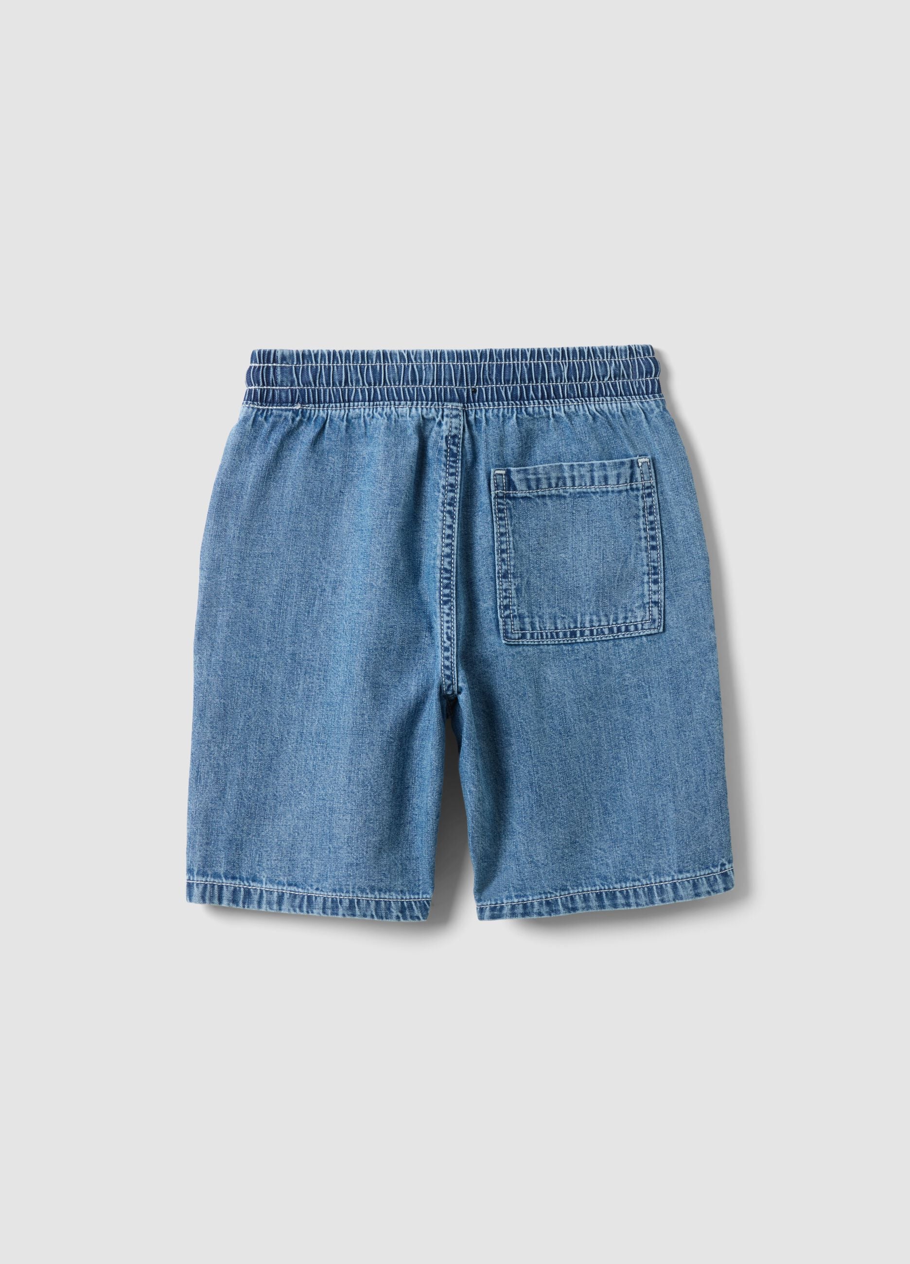 Boys&rsquo; blue denim shorts in 100% cotton, straight fit