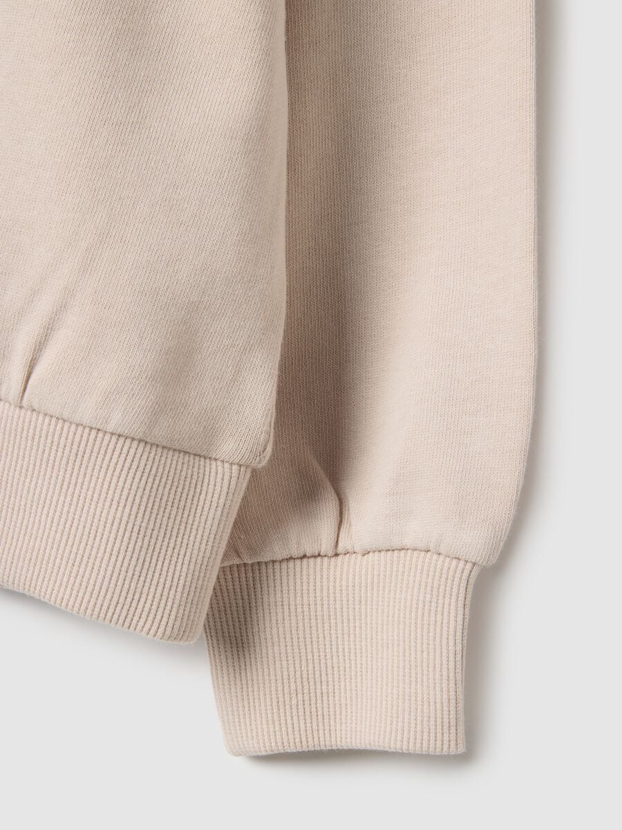Beige pure cotton sweatshirt regular fit with print for girls_3