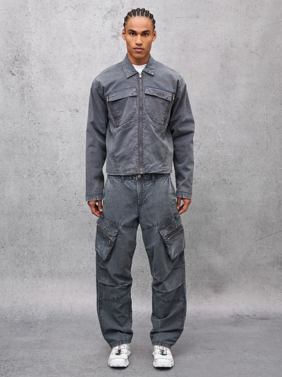 Washed Grey Cargo Trousers_0
