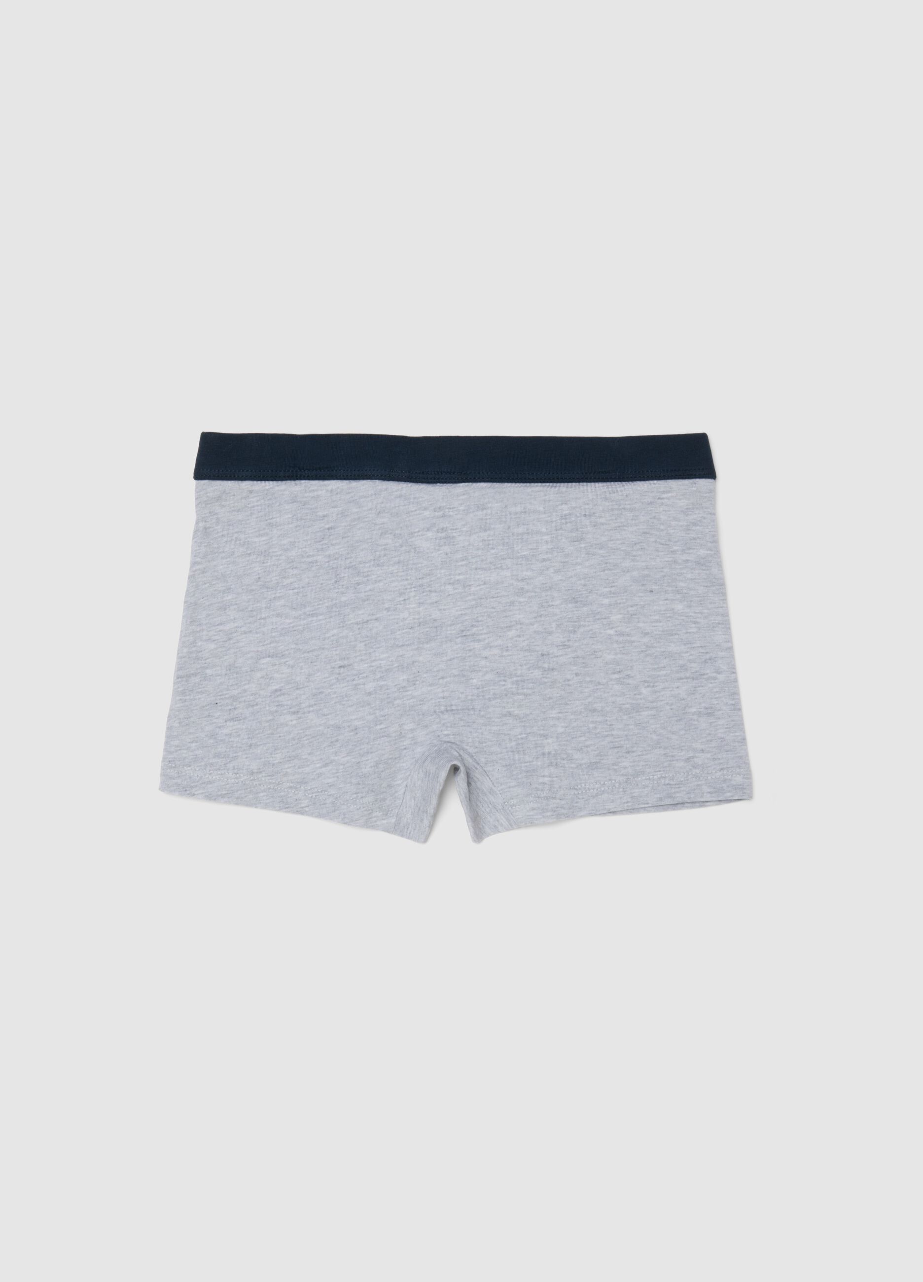 Grey cotton stretch regular fit boxers for boys