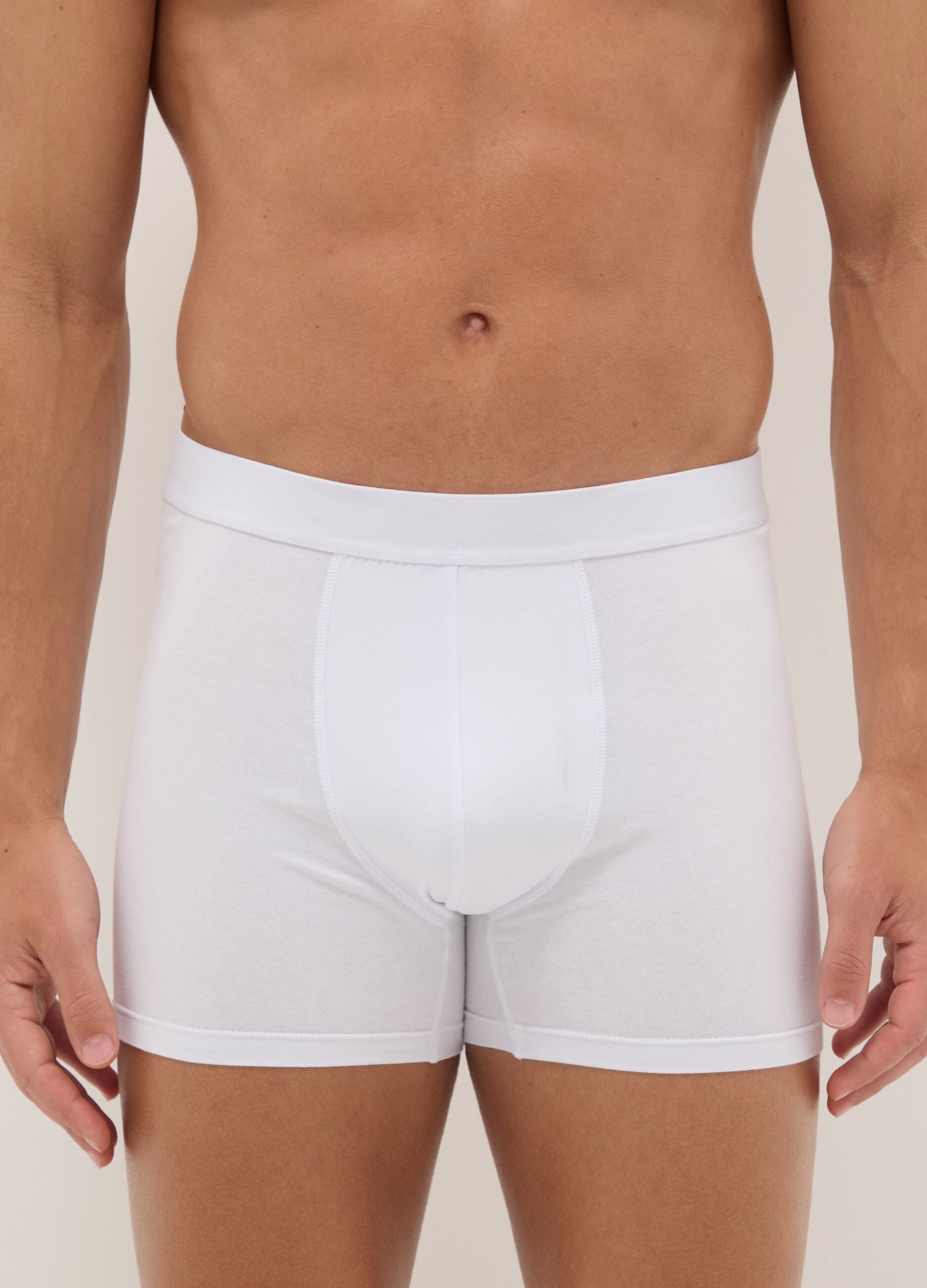 3-pack white mid-length boxer briefs in stretch organic cotton, regular fit