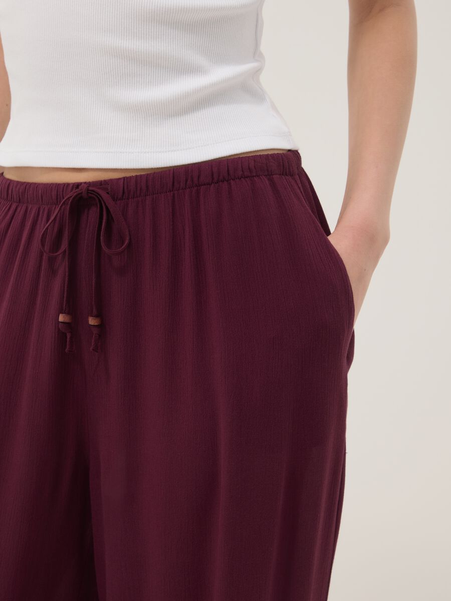 Purple pure viscose trousers with drawstring, relaxed fit_3