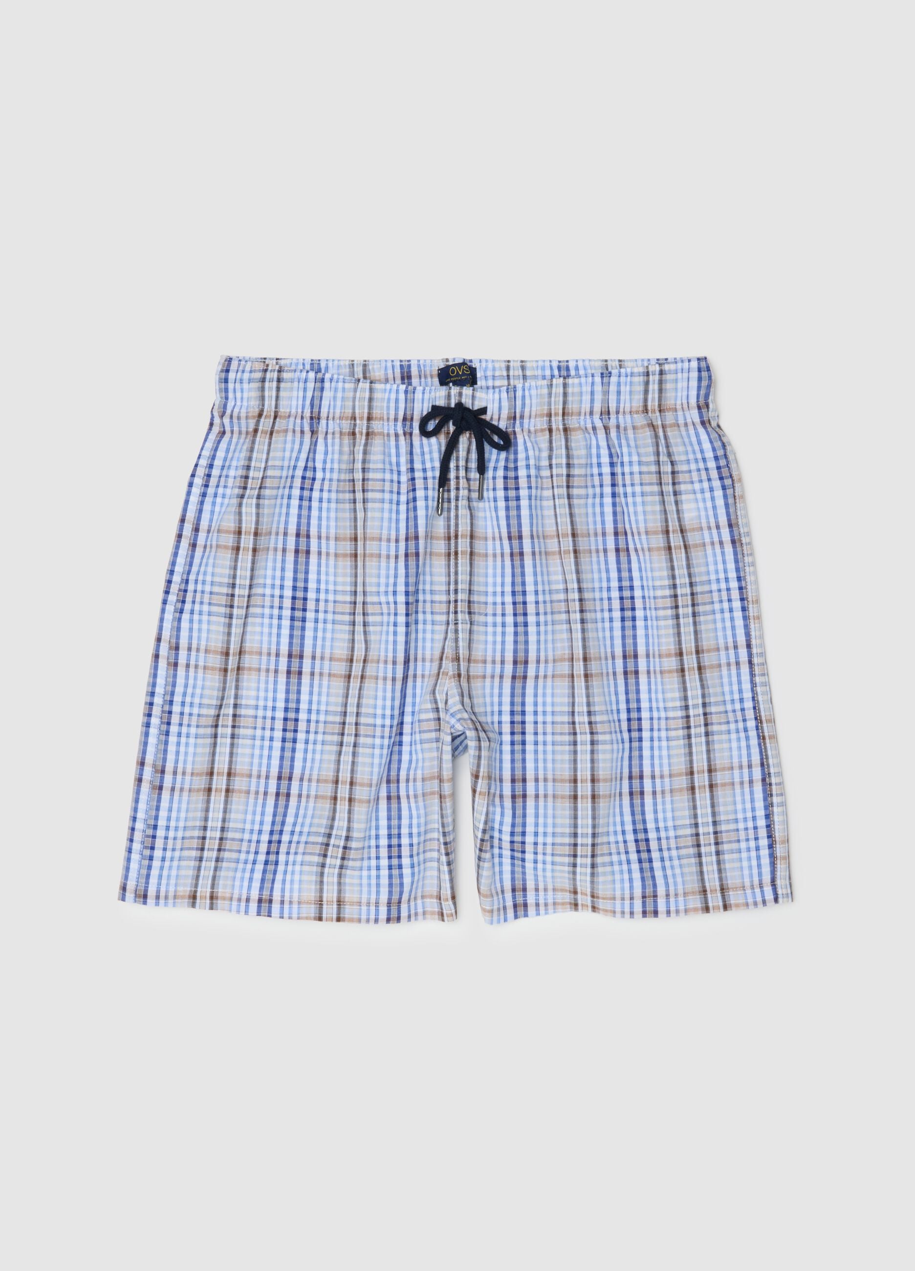 Multicolor checked pure cotton regular fit pyjama shorts