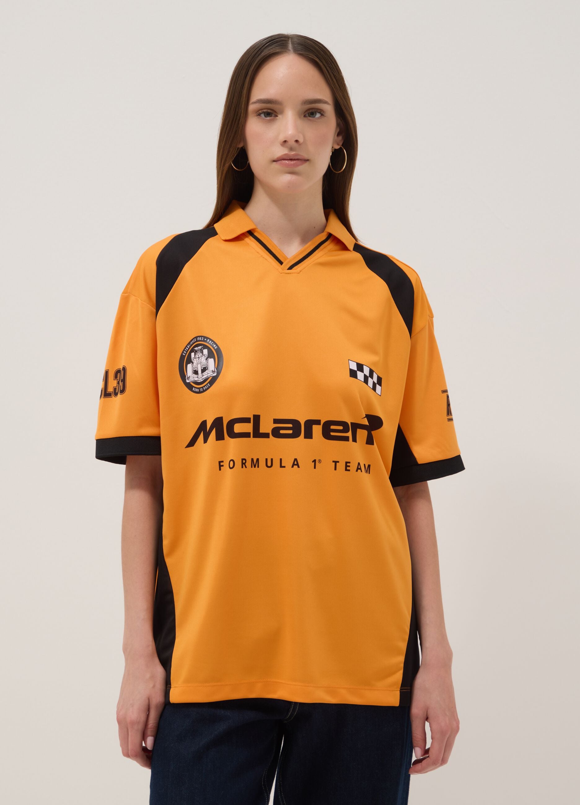 Orange short-sleeve polo shirt, regular fit