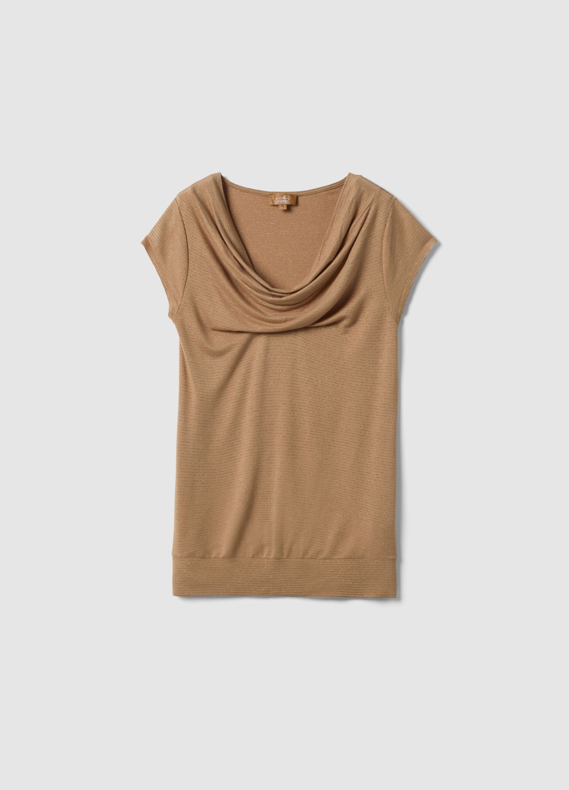 Beige stretch viscose maternity short sleeve t-shirt