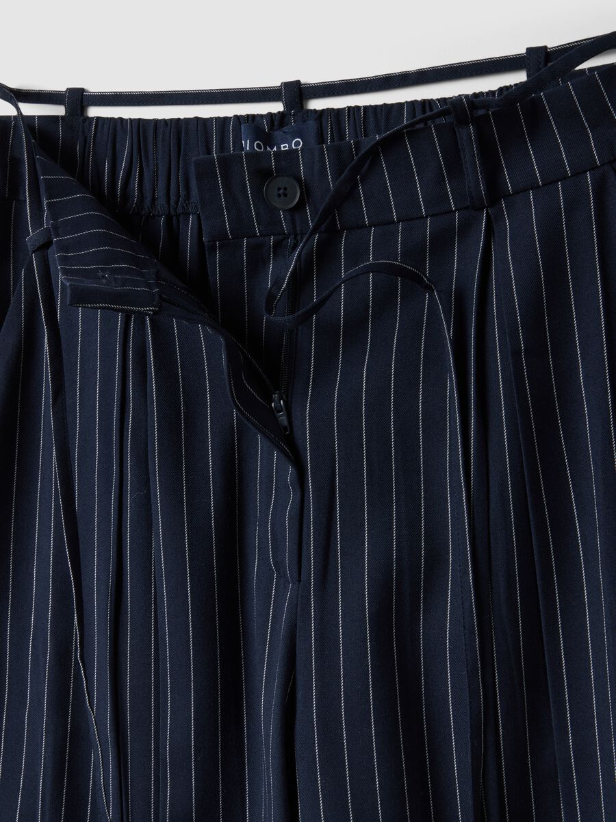 Multicolour Stripe Flare Trousers in Viscose Blend_5