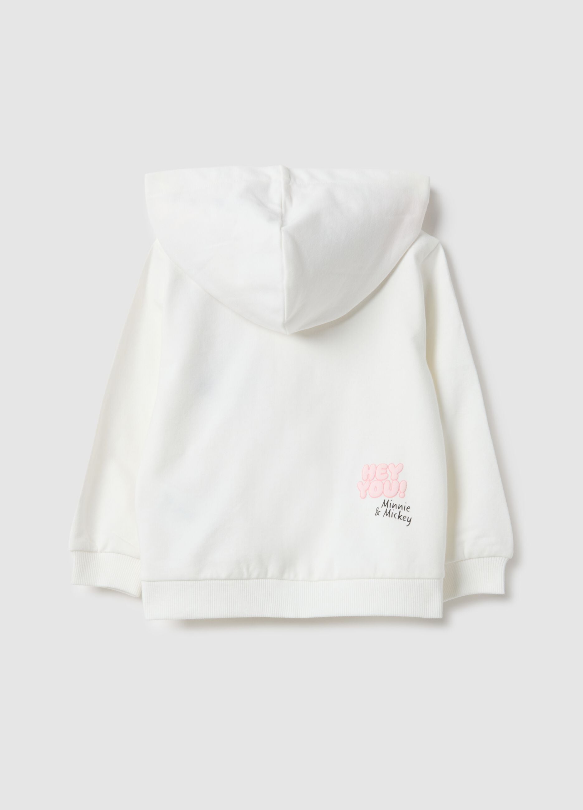 Girls' white hooded sweatshirt in regular fit cotton blend