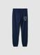 Blue pure cotton joggers with college print for boys_3