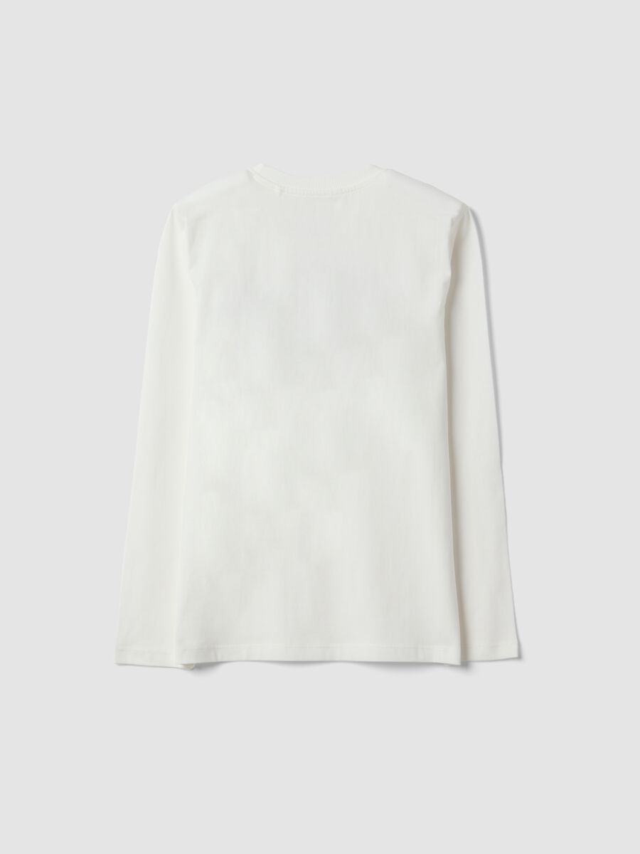 T-shirt bianca in puro cotone organico con stampa grafica per ragazzo_5