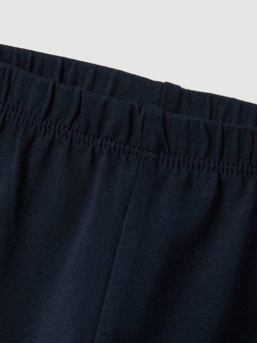 Blue stretch organic cotton leggings with bows for baby girl_3